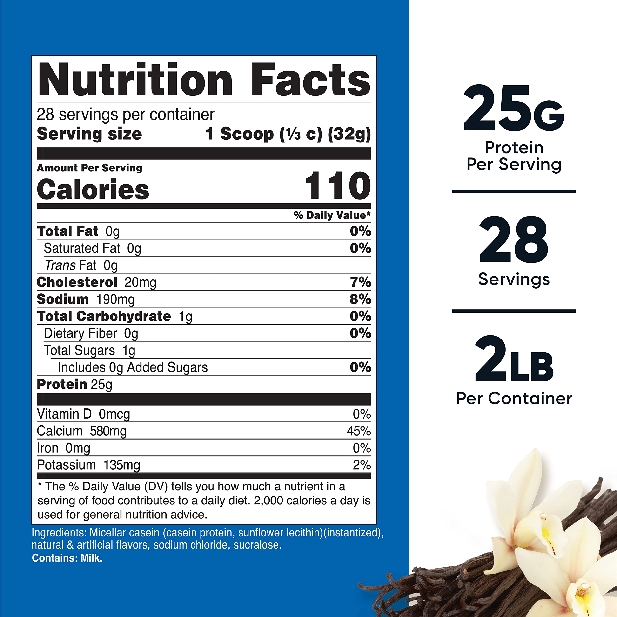 Nutricost Casein Protein Powder 2lb Vanilla - Micellar Casein, Gluten Free, Non-GMO - AB Mystery