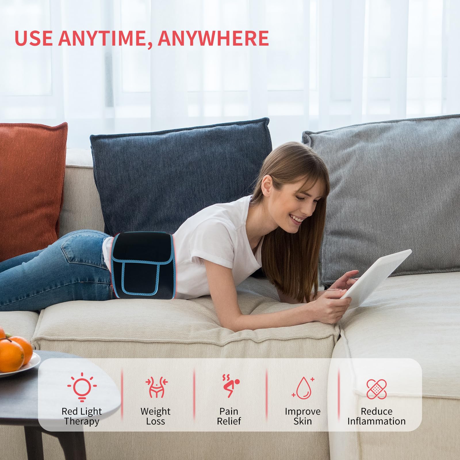 Red Light Infrared Therapy Belt: Pain Relief Device LED Red Light Therapy Lamp Near Body Large Pad Wrap - AB Mystery