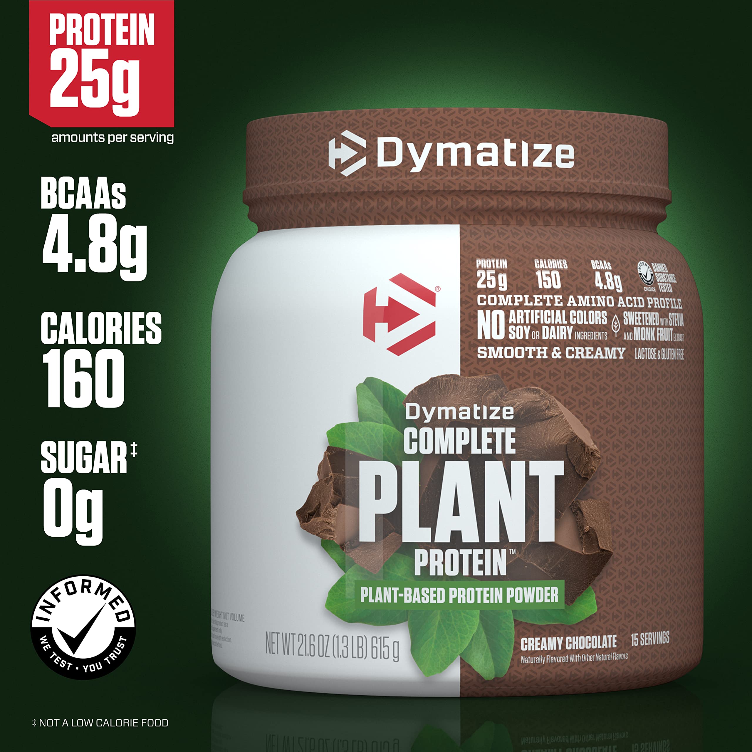 Dymatize Vegan Plant Protein, Creamy Chocolate, 25g Protein, 4.8g BCAAs, Complete - AB Mystery