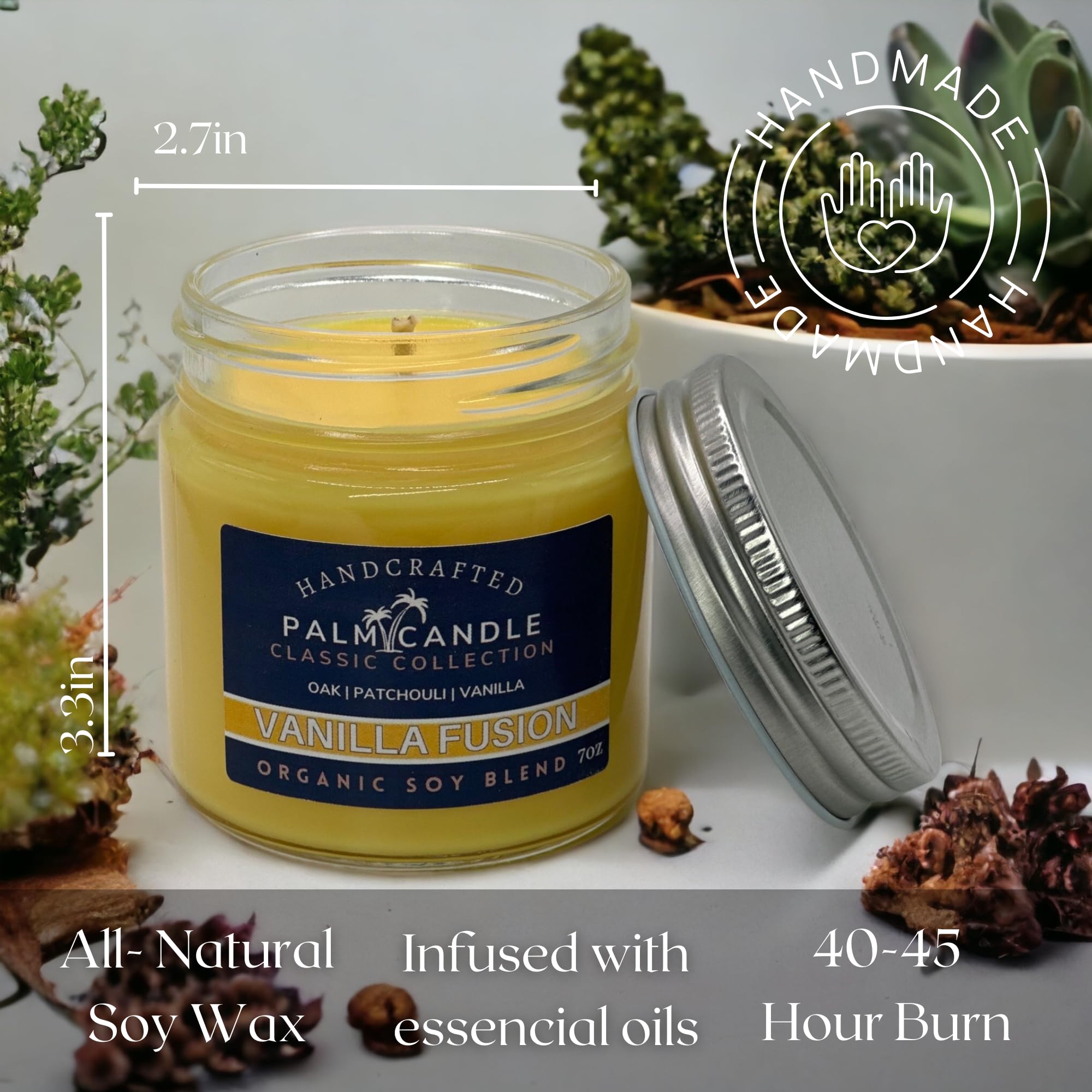 Vanilla & Wood Fusion Premium Soy Candle for Home Scented Candle 7 Ounces of Pure Aromatic Bliss - AB Mystery