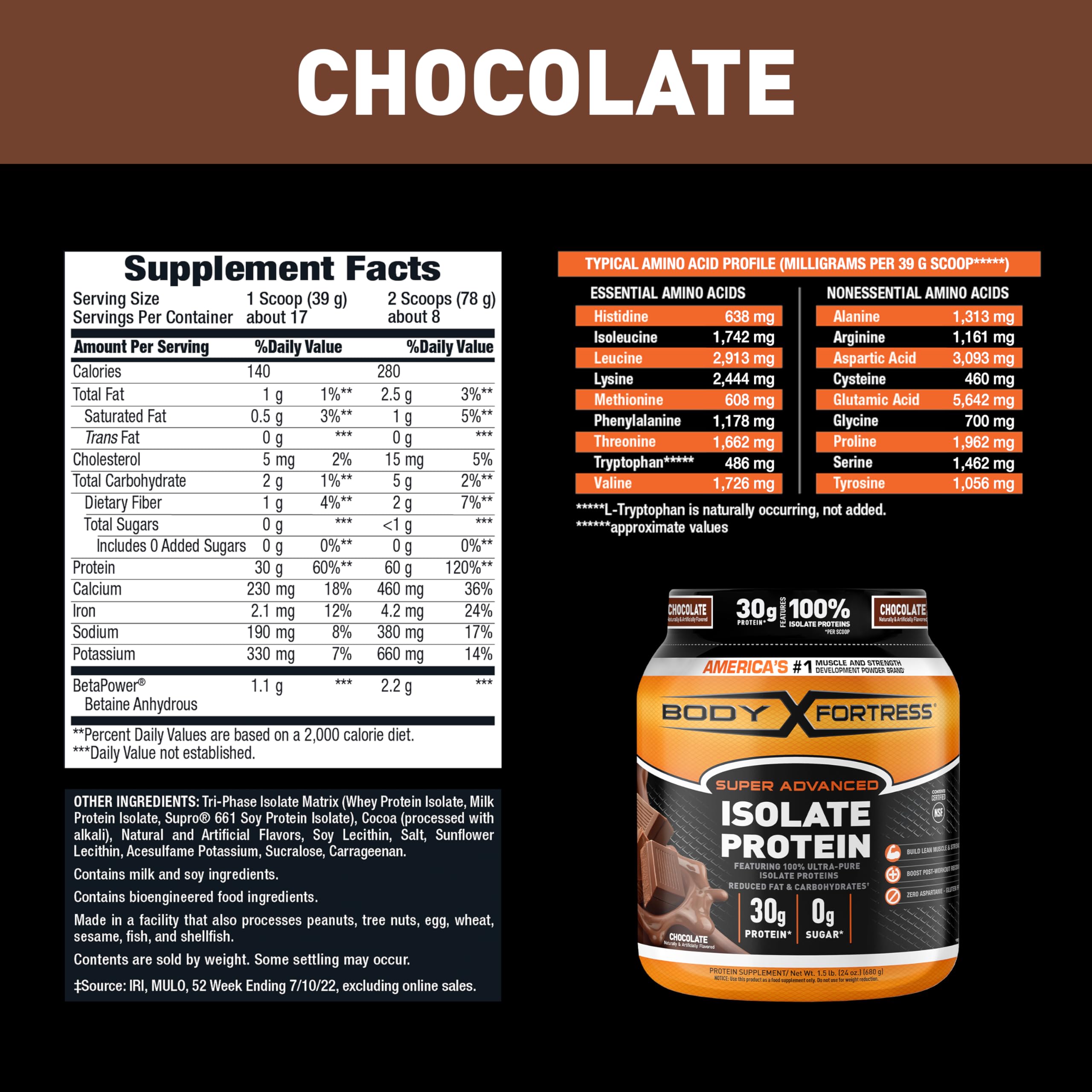 Body Fortress Super Advanced Isolate Protein, Chocolate Protein Powder Supplement - AB Mystery
