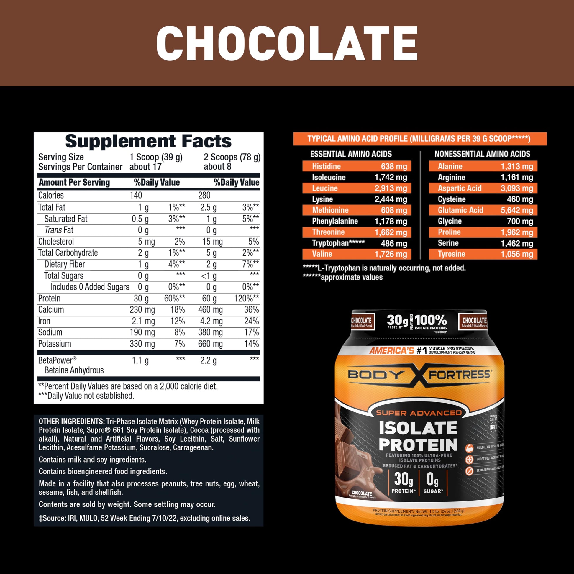 Body Fortress Super Advanced Isolate Protein, Chocolate Protein Powder Supplement - AB Mystery