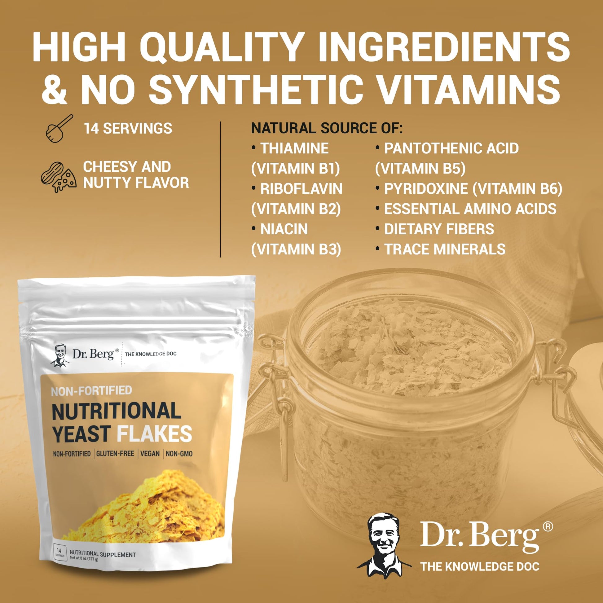 Dr. Berg Premium Nutritional Yeast Flakes - Delicious Non-Fortified Nutritional Yeast - AB Mystery