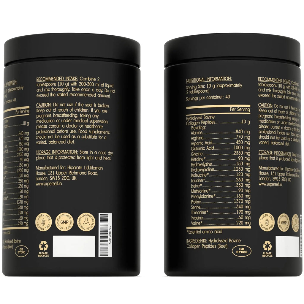 Premium Collagen Powder - Collagen Supplements for Women & Men - Pure Bovine Collagen Peptides 400g SuperSelf