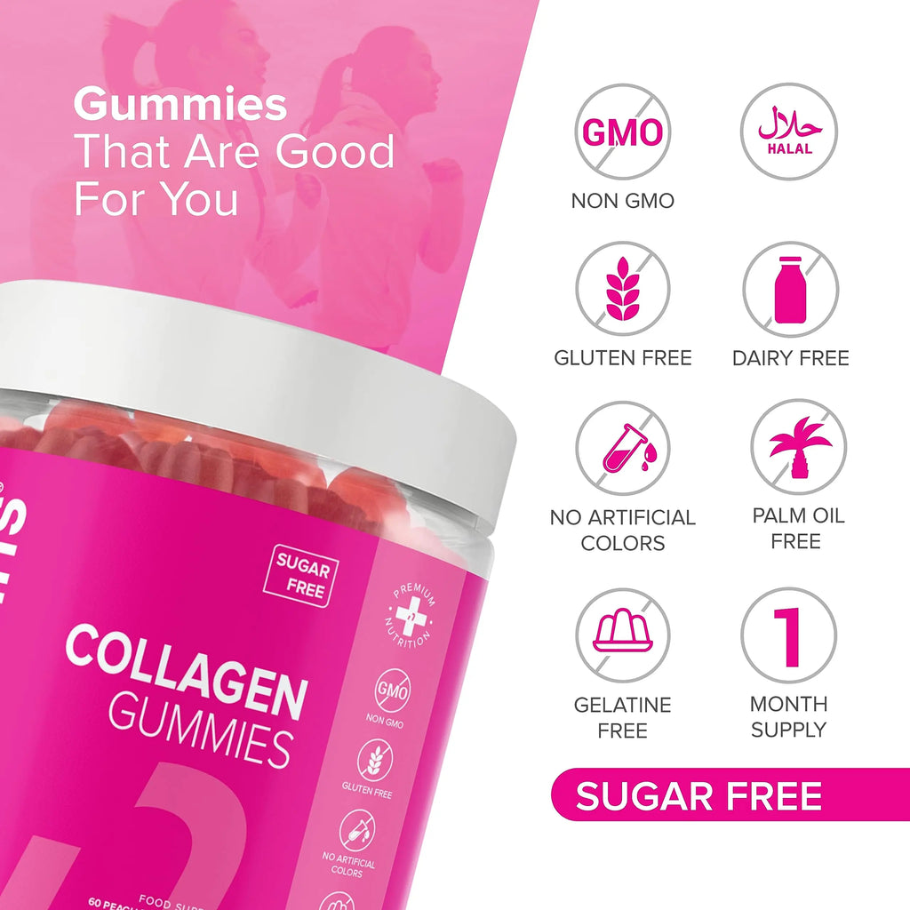 Collagen Gummies - Sugar Free Marine Collagen Gummies - Superior Type 1 Hydrolysed Collagen novomins