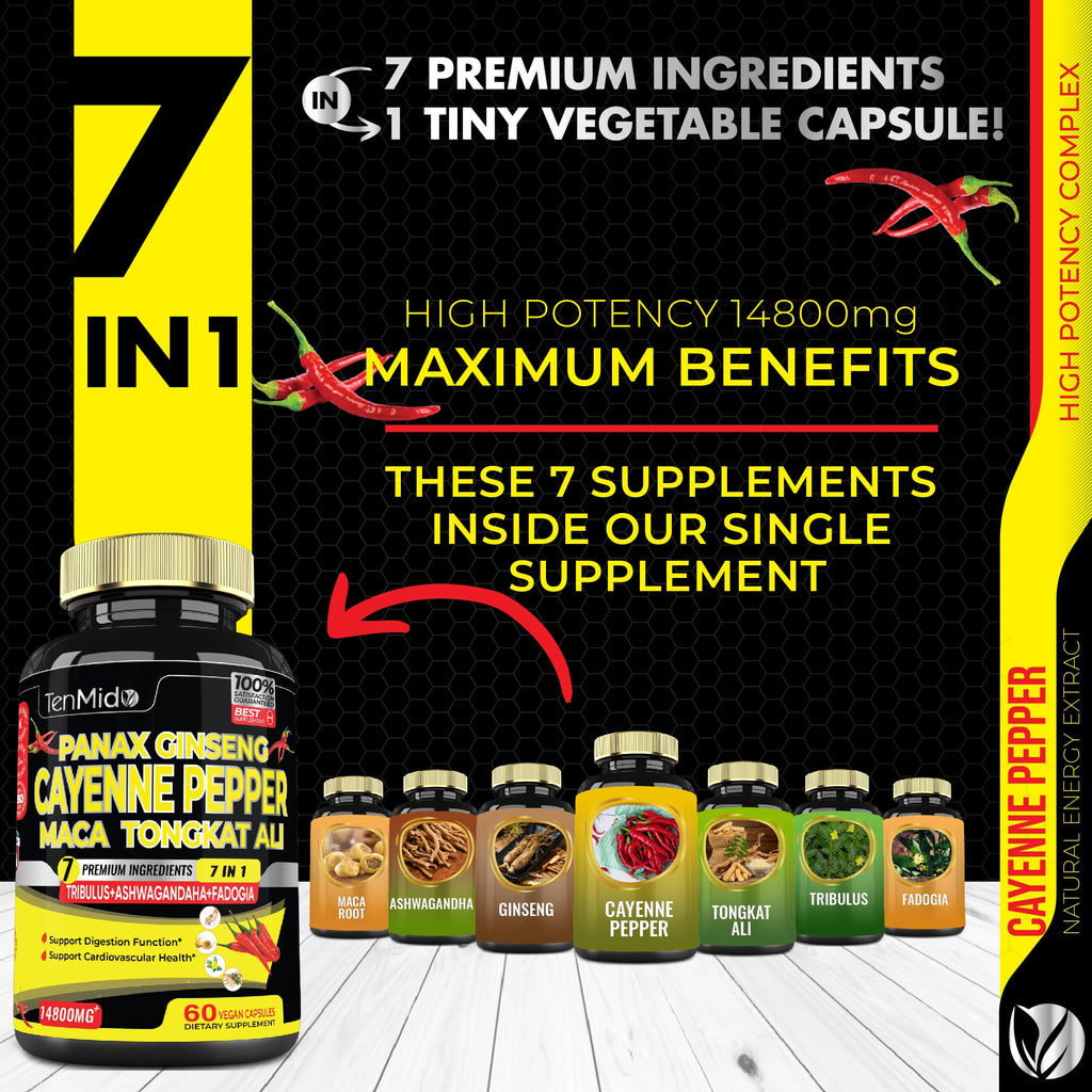 2 Packs 60 Caps 14800mg - Cayenne Pepper Supplements Extract Capsules - Tongkat Ali - AB Mystery