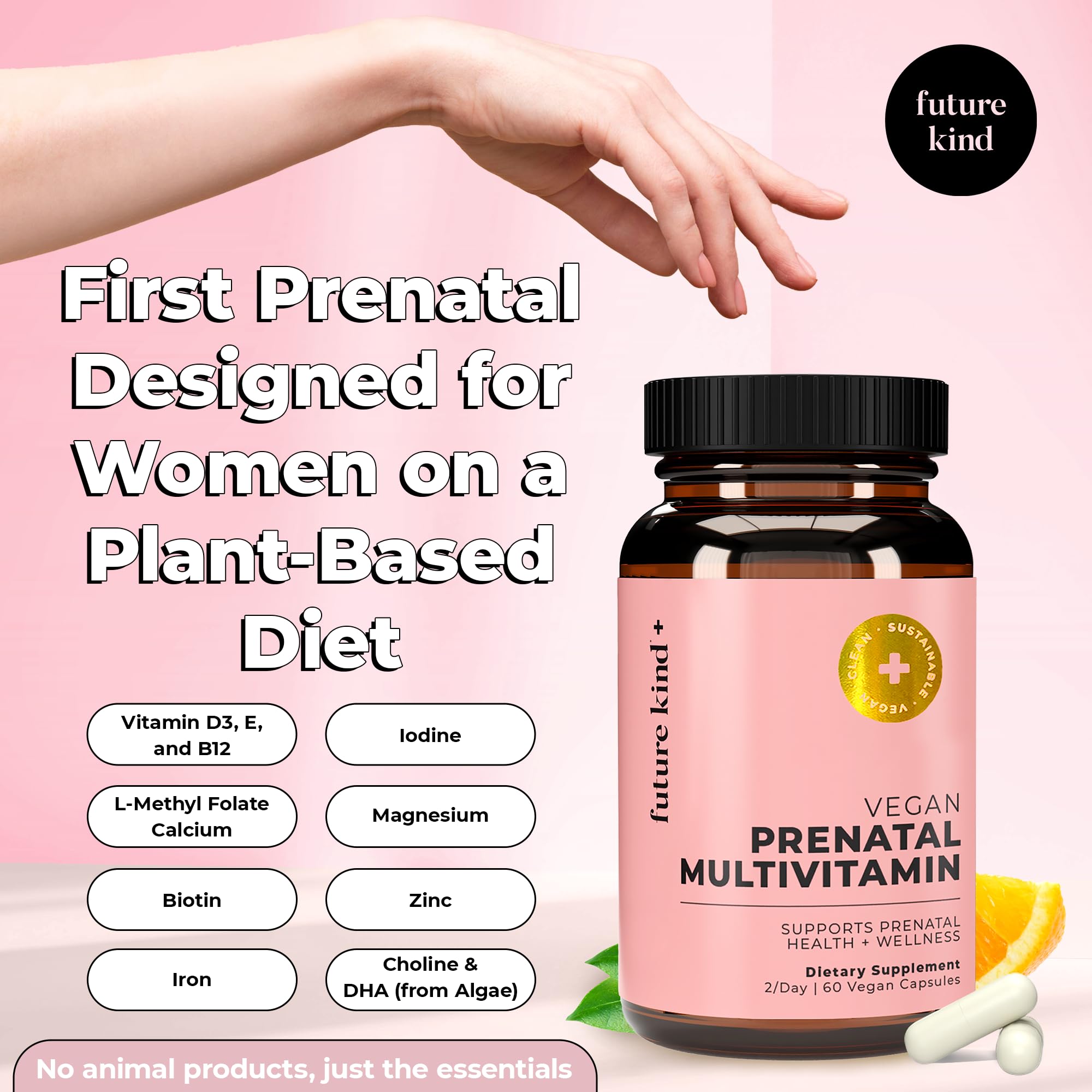 Future Kind Vegan Prenatal Vitamin - (60ct) Prenatal Vitamins with DHA & L-MethylFolate Future Kind
