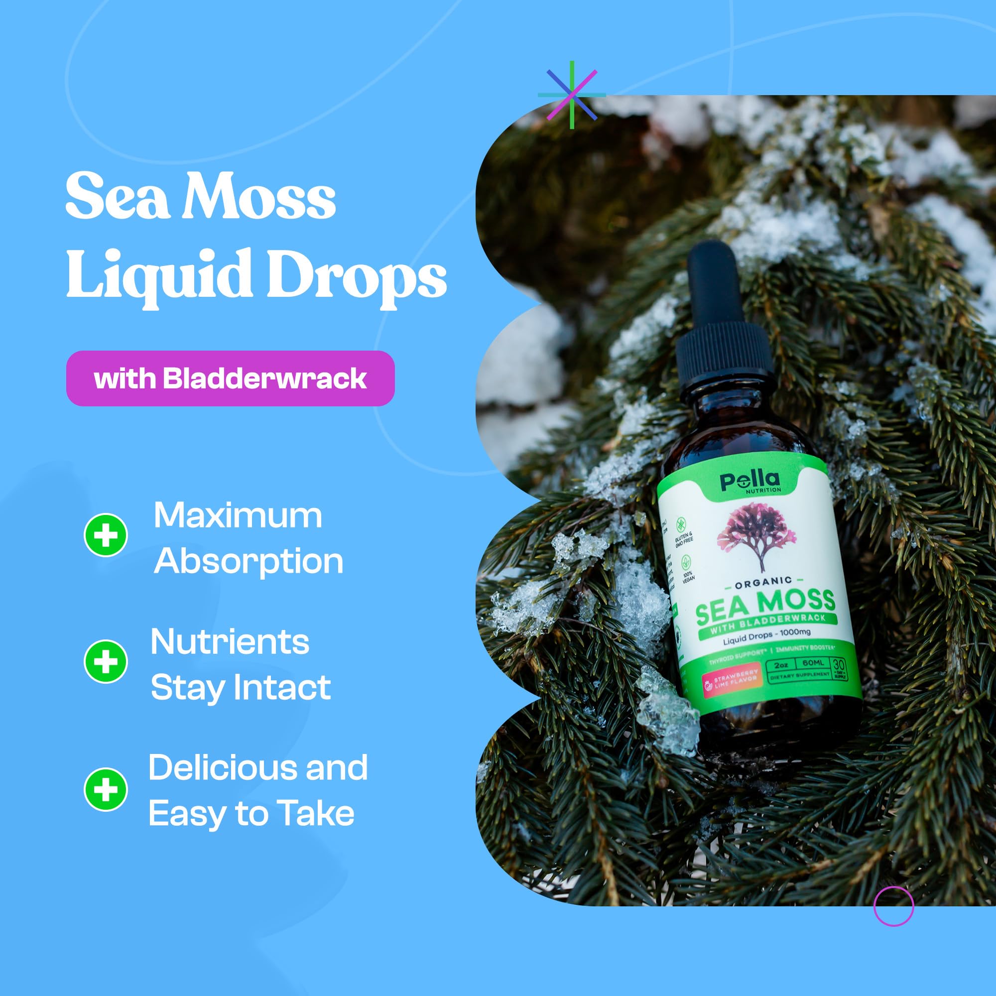 Organic Sea Moss Drops - 1000mg Irish Sea Moss - 4X Stronger than Sea Moss Gel - AB Mystery