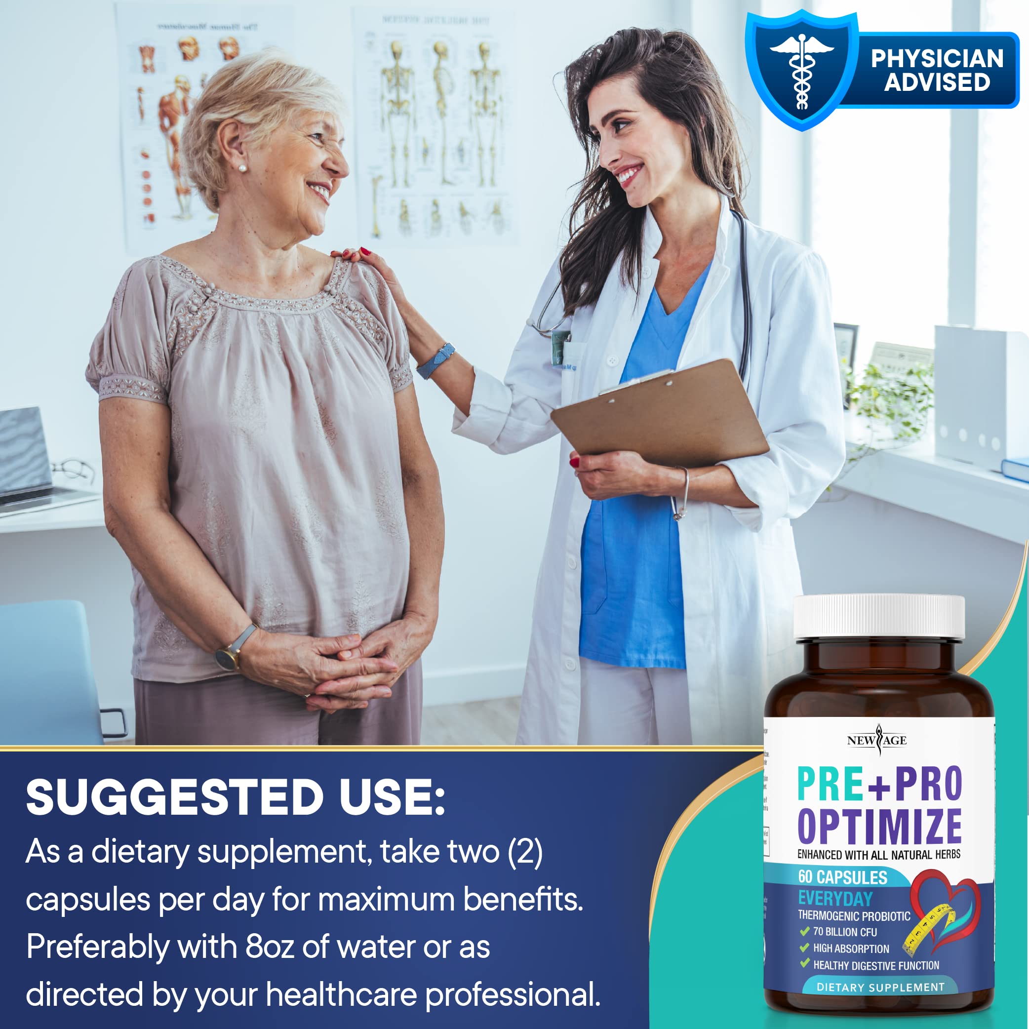Pro Optimize Probiotics for Women, Menopause, 70 Billion CFU, Digestive Health - Relief for Bloating - AB Mystery