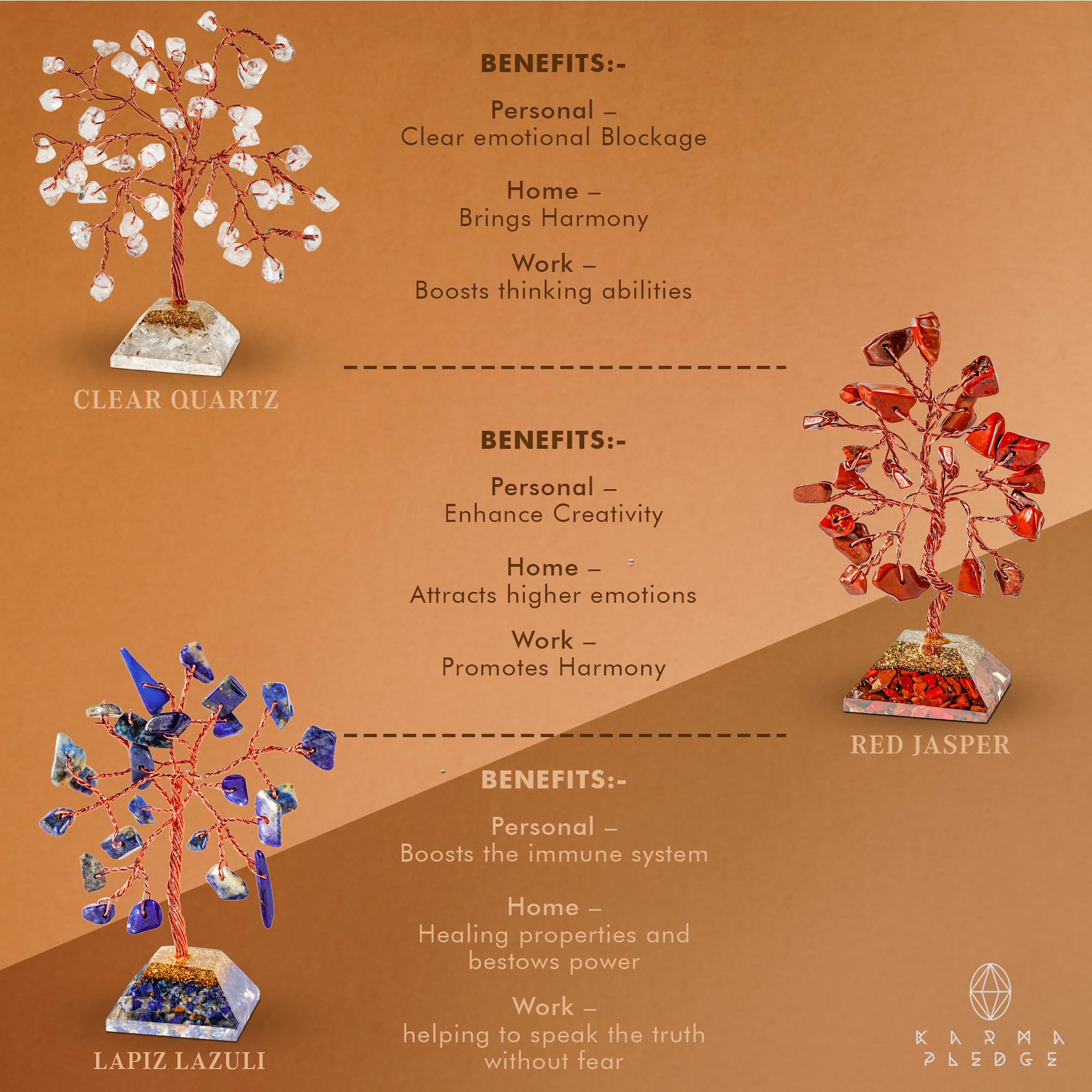 Crystal Tree Tree of Life 7 Chakra Healing Crystals & Stones for Positive Energy, Good Luck Gifts - AB Mystery