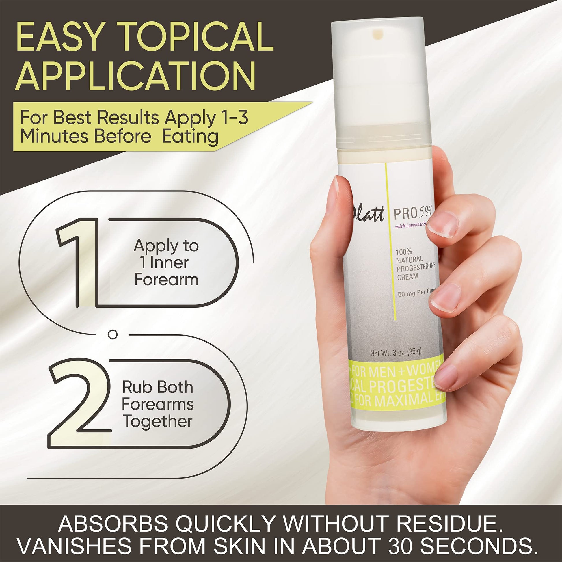 Platt PRO 5% Dr. Platt's All Natural & Bio-Identical Progesterone Cream 50mg Strength - AB Mystery