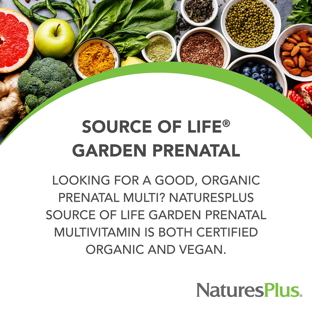 NaturesPlus Source of Life Garden Certified Organic Prenatal Multivitamin - 90 Vegan Tablets Nature's Plus