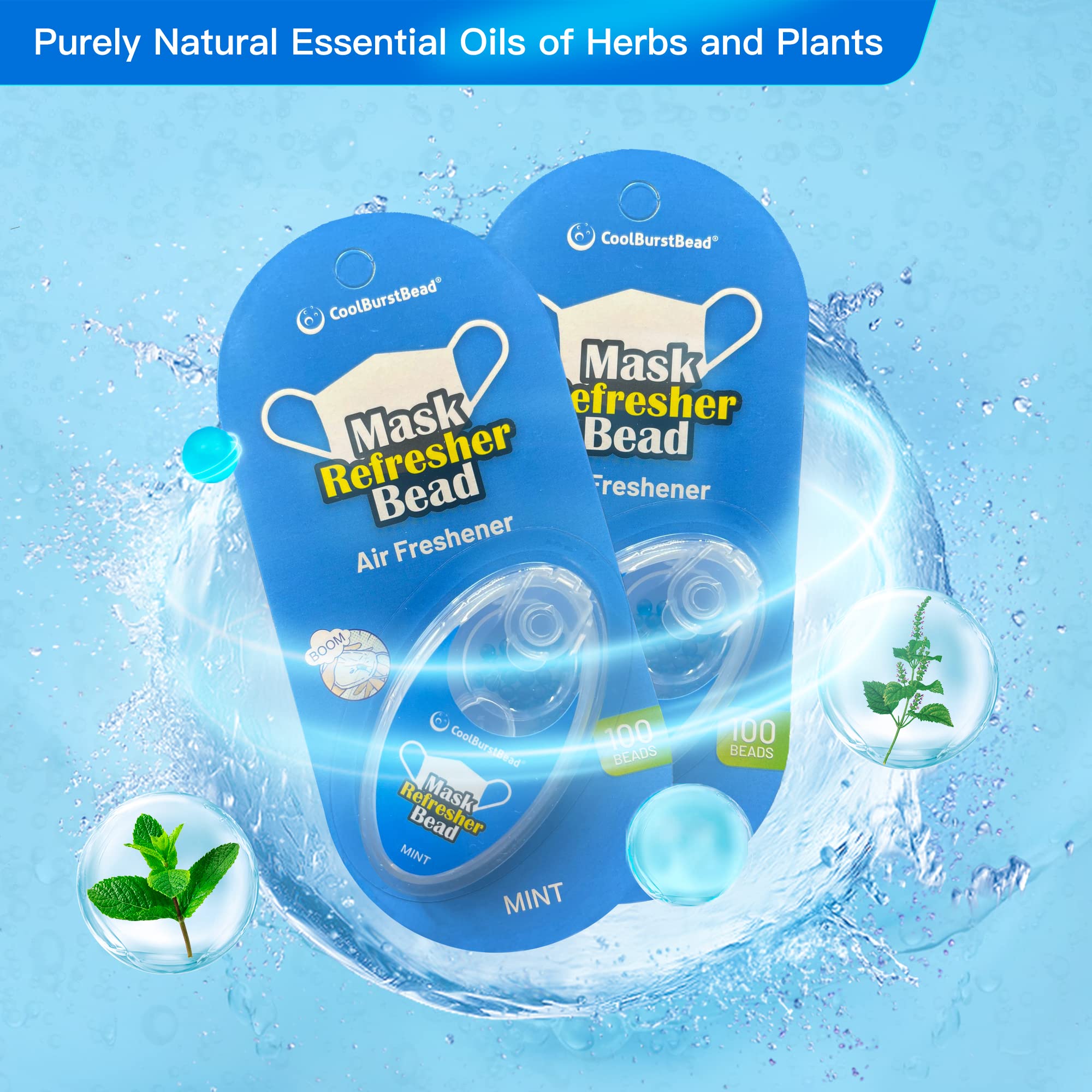 CoolBurstBead Face Mask Refresher, Long-Lasting & Strong Refreshing Fragrance, 4-Pack - AB Mystery