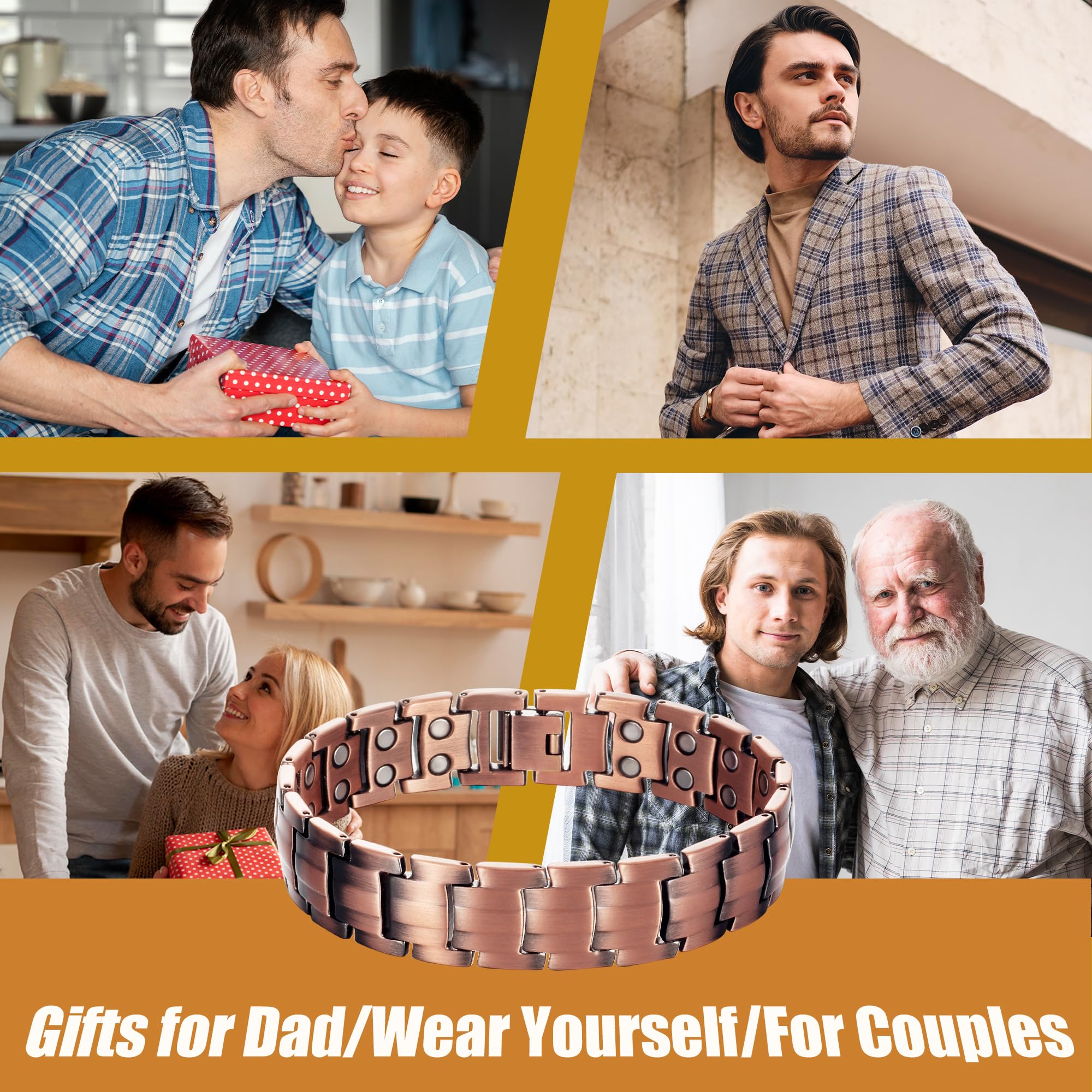 MagVIVACE Copper Bracelet for Men, Magnetic Bracelet with 3500 Gauss Magnets - AB Mystery