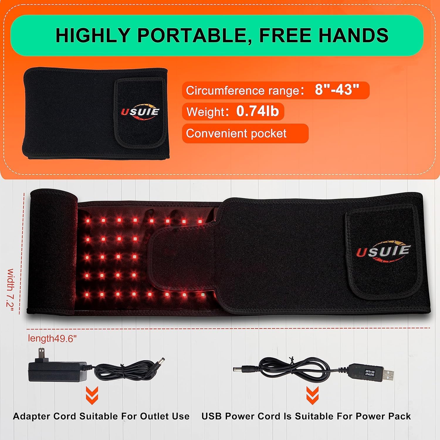 USUIE Red Light Therapy Belt, Infrared Light Therapy Wrap Red Light Therapy Device - AB Mystery
