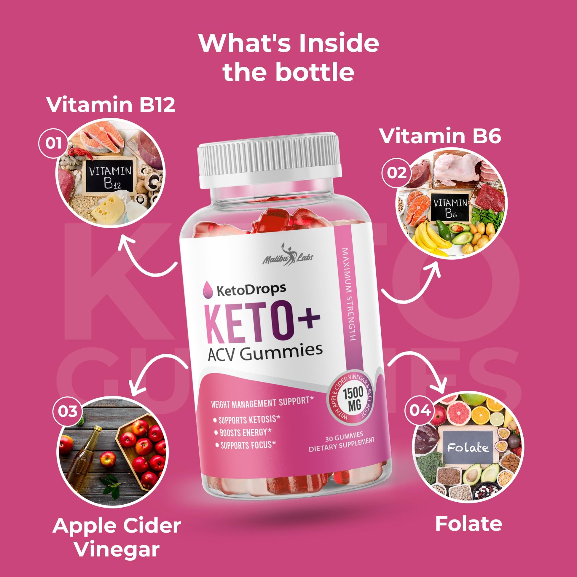 Keto Drops ACV Gummies Weight Loss - 1500mg Once a Day, Strong Time Released - AB Mystery