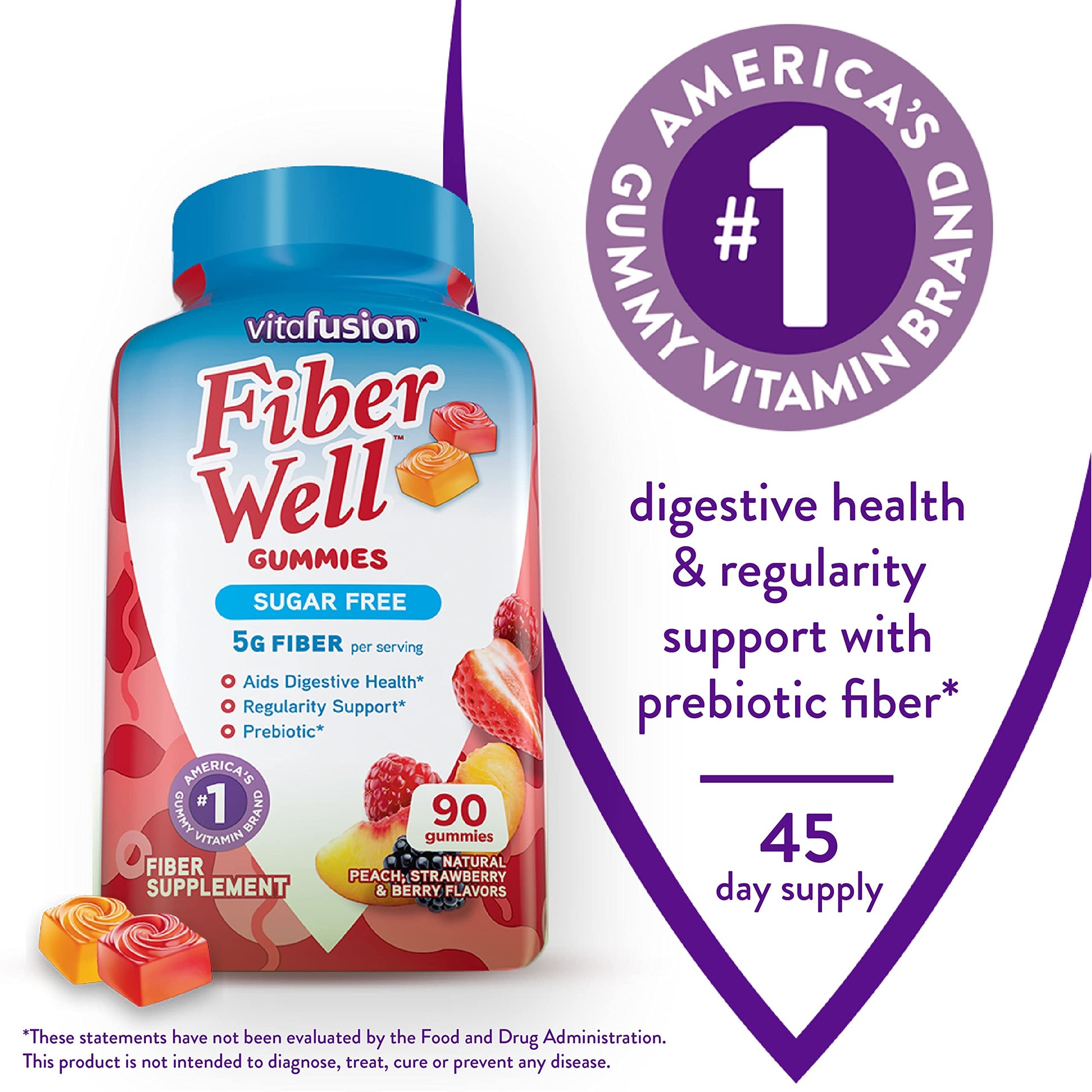 Vitafusion Fiber Well Sugar Free Fiber Supplement & Digestive Advantage Probiotic - AB Mystery
