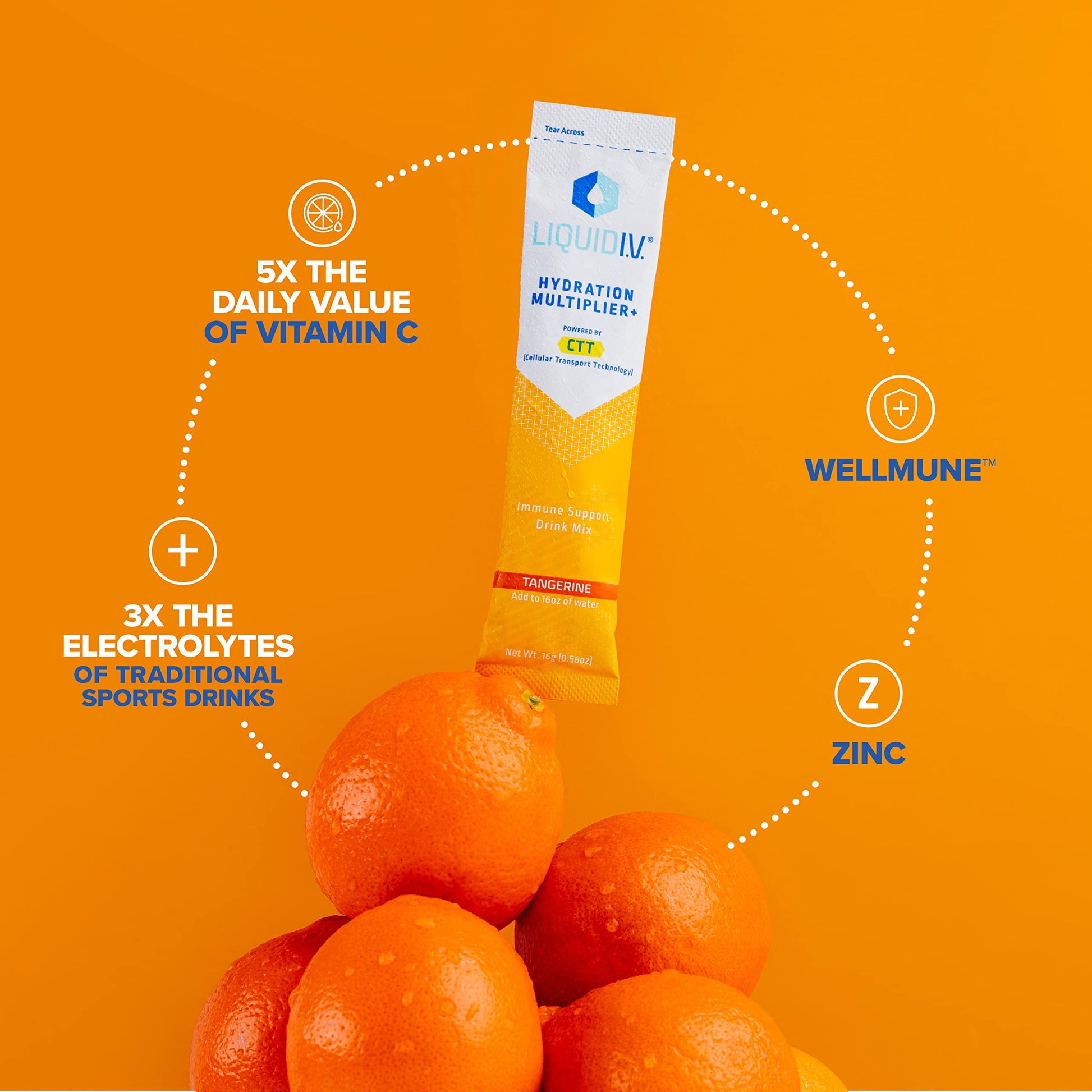 Liquid I.V. Hydration Multiplier + Immune Support - Tangerine - Hydration Powder - AB Mystery