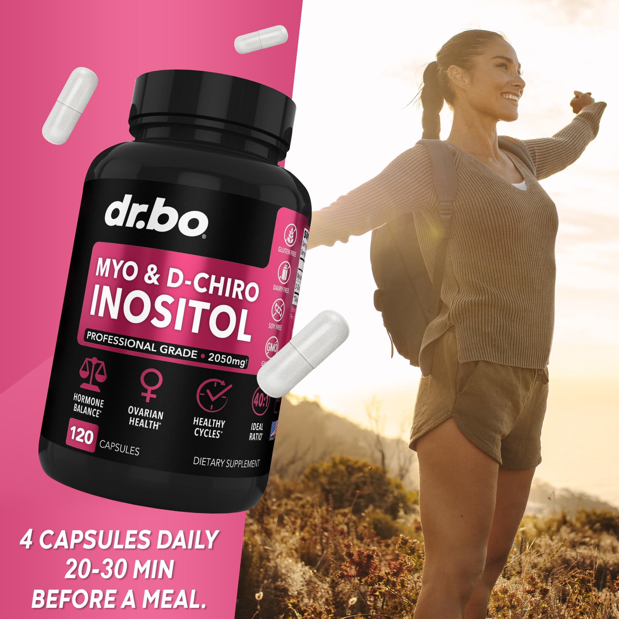 Myo-Inositol & D-Chiro Inositol Supplement Capsules - 40:1 Ratio Hormone Balance - AB Mystery
