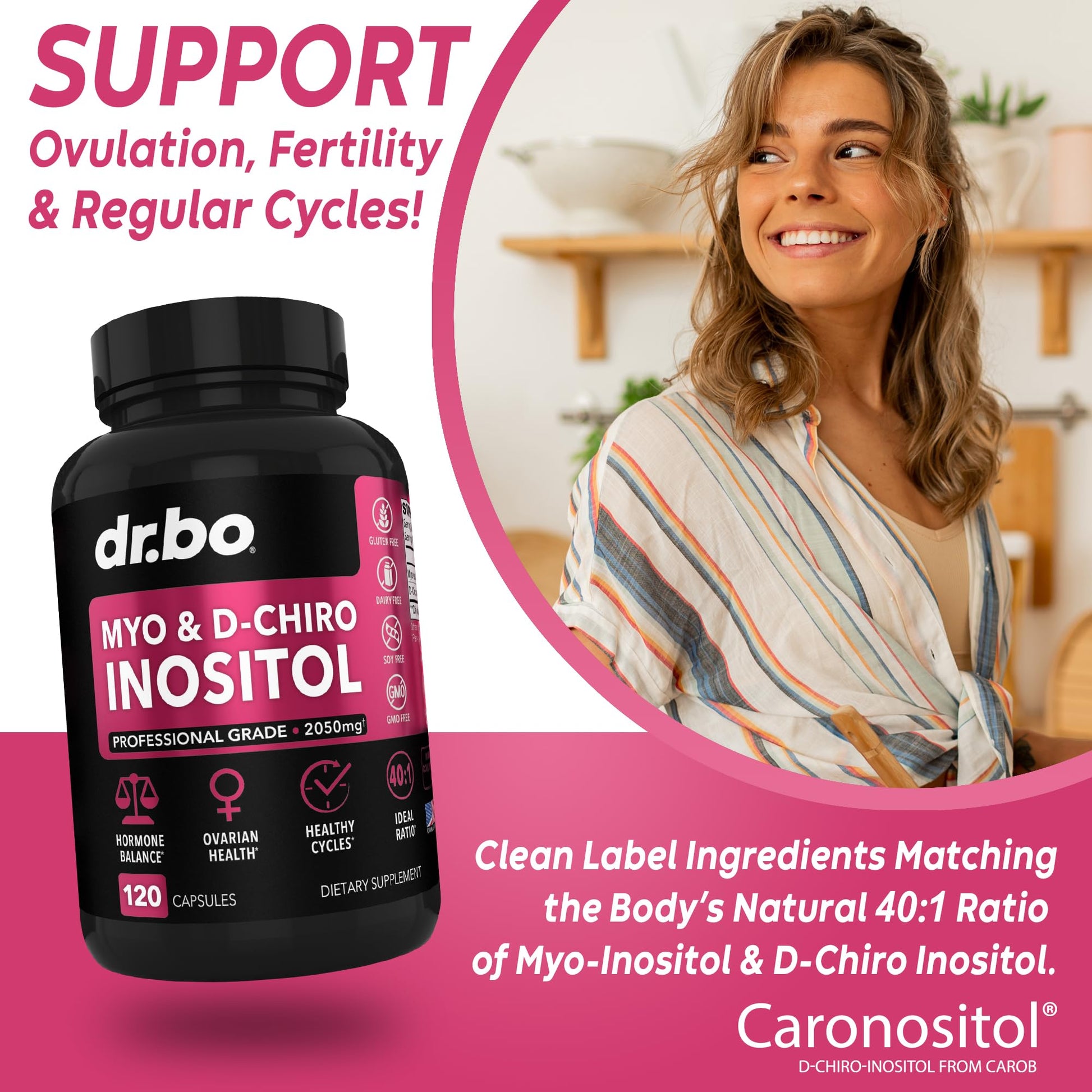 Myo-Inositol & D-Chiro Inositol Supplement Capsules - 40:1 Ratio Hormone Balance - AB Mystery