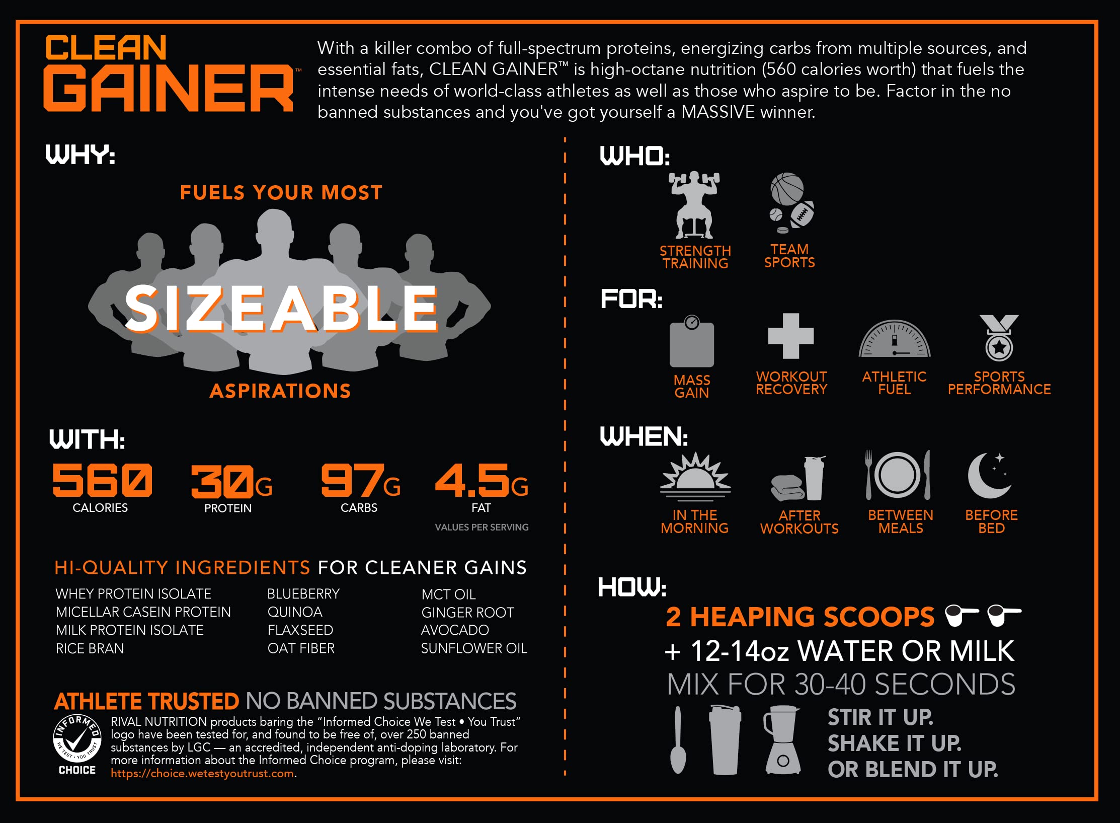 Rivalus Clean Gainer - Chocolate Fudge 10 Pound - Delicious Lean Mass Gainer - AB Mystery