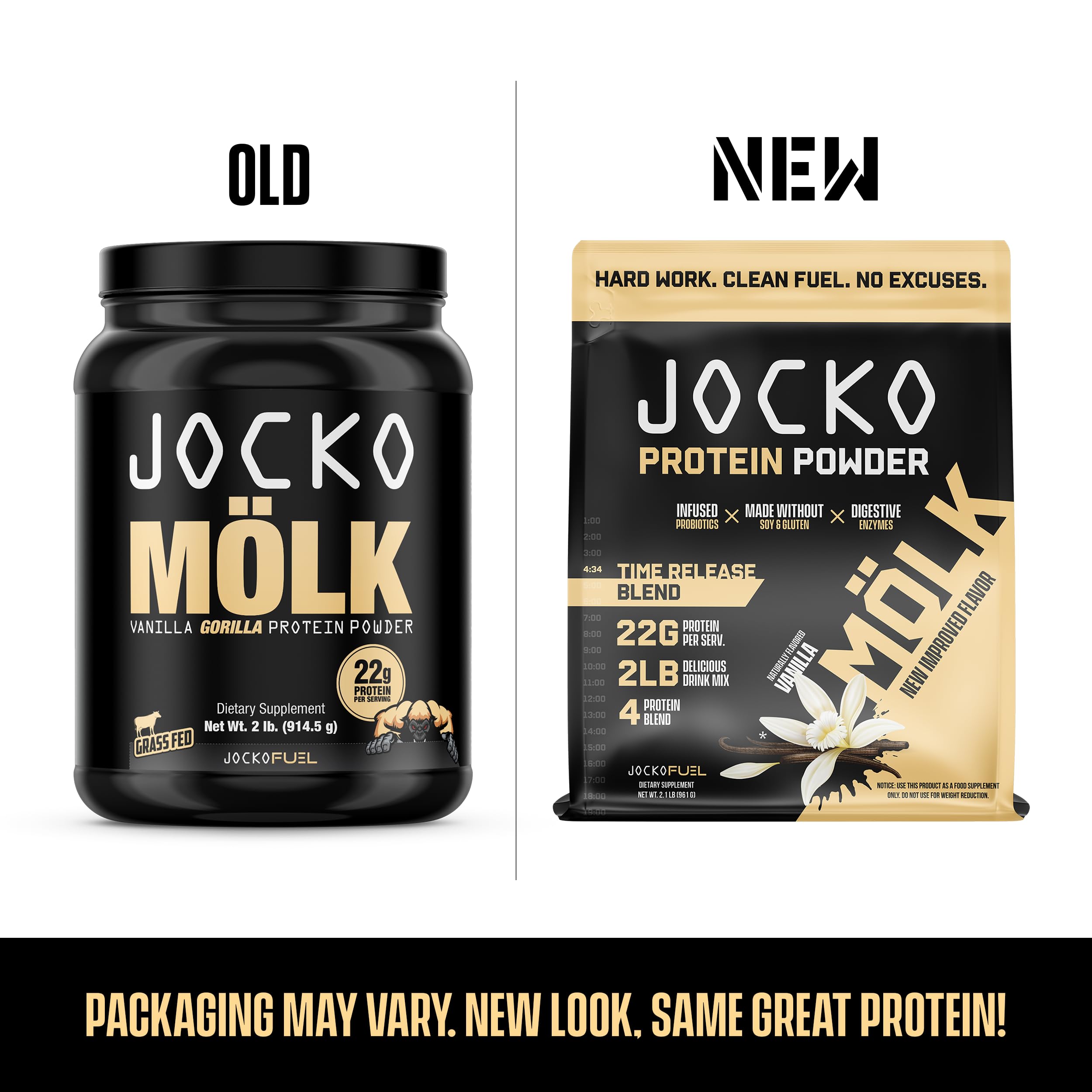 Jocko Mölk Whey Protein Powder (Vanilla) - Keto, Probiotics, Grass Fed, Digestive Enzymes - AB Mystery