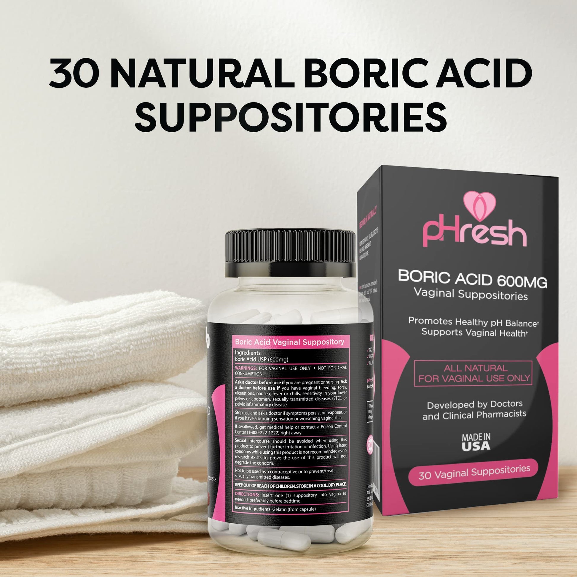 pHresh Boric Acid Suppositories and DIM Supplement - AB Mystery