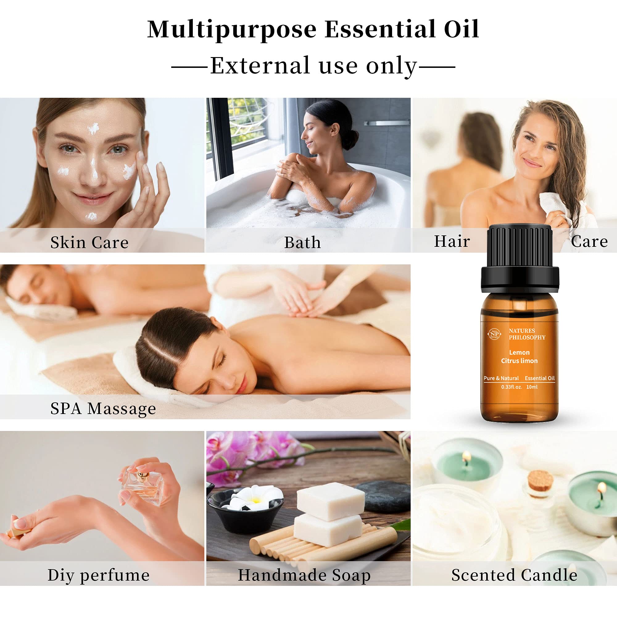 Lemon Essential Oil,100% Pure Organic Essential Oils for Aromatherapy, Diffuser, Massage, Soap Making - AB Mystery