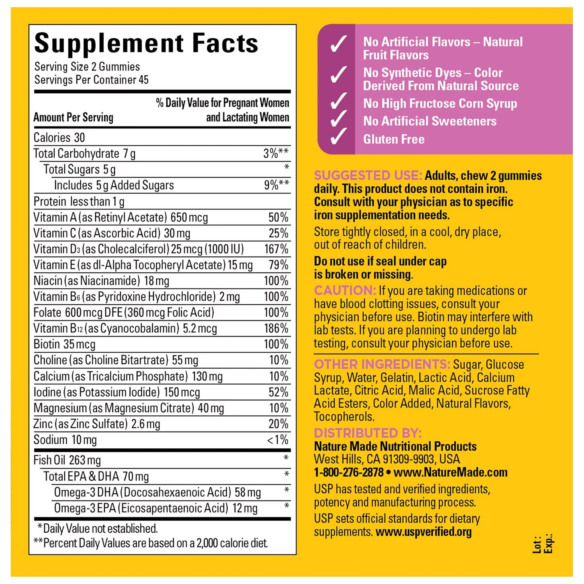 Nature Made Prenatal Gummies with DHA and Folic Acid Dietary Supplement Prenatal Health Generic