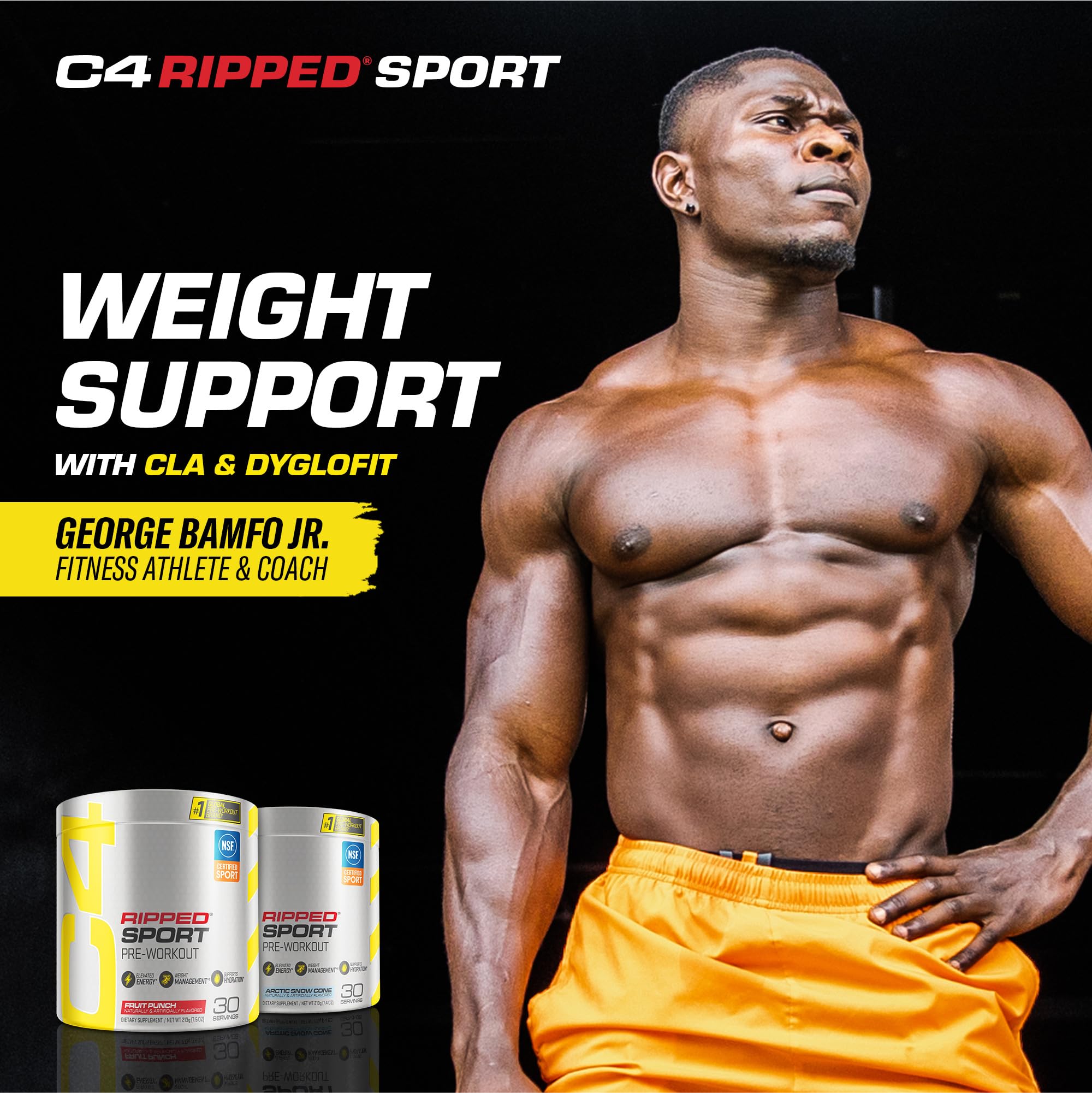 C4 Ripped Sport Pre Workout Powder Fruit Punch - NSF Certified for Sport + Sugar Free - AB Mystery