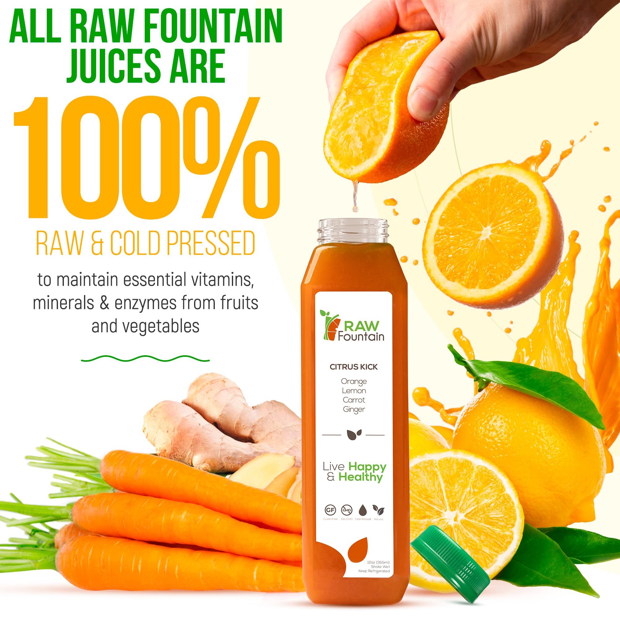 Raw Fountain 5 Day Green Juice Cleanse, All Natural Raw, Vegan Detox, Cold Pressed - AB Mystery