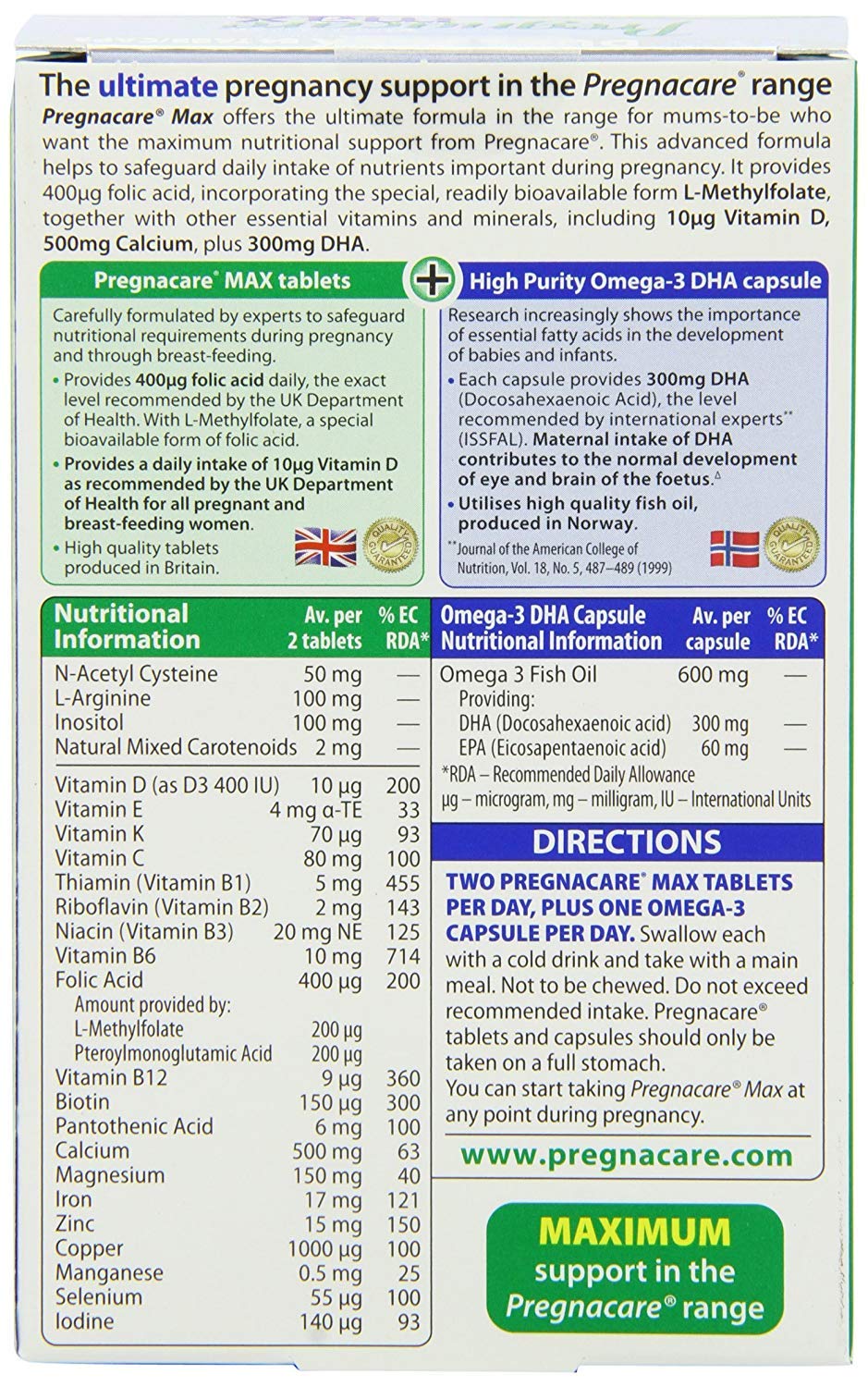 Pregnacare Max - Capsules & Tablets 28S+56S (Pack of 4) Vitabiotics