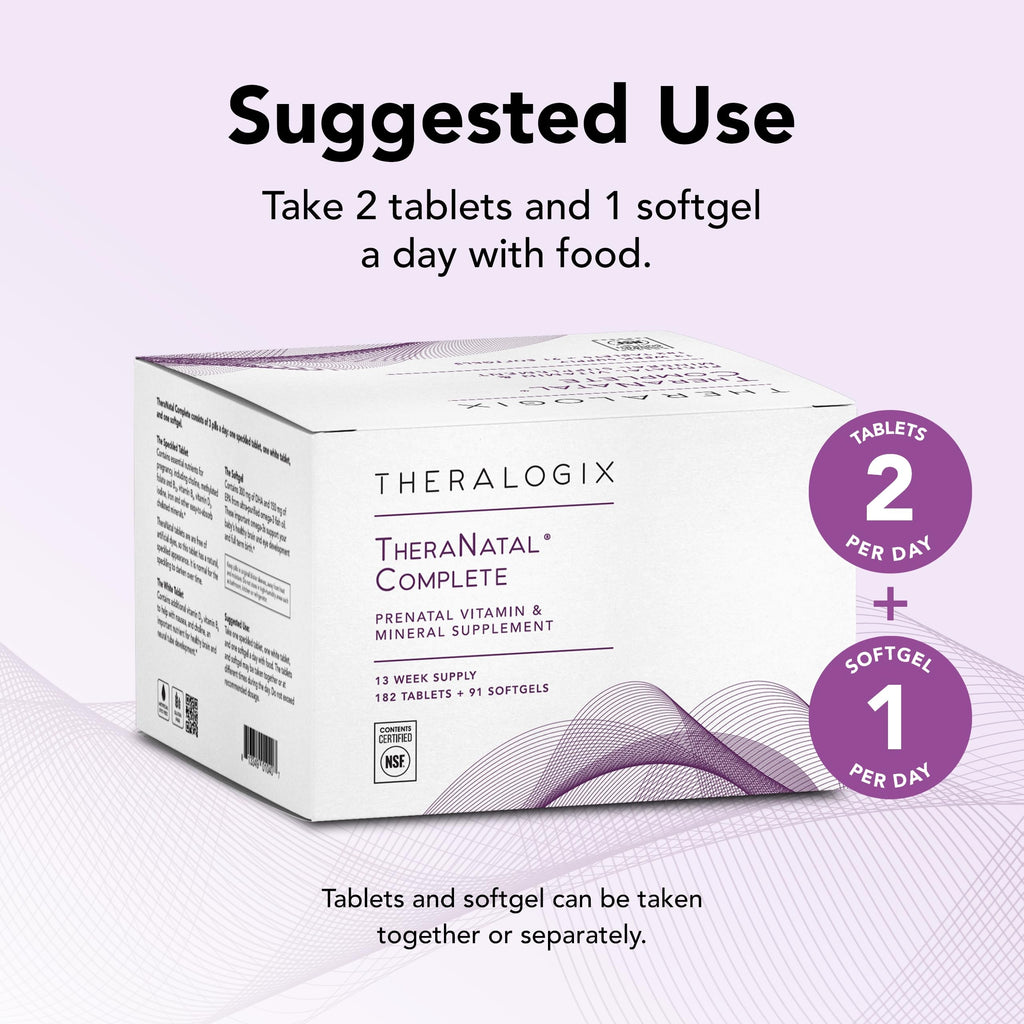Theralogix TheraNatal Complete Prenatal Vitamin Supplement - 91-Day Supply - with DHA Theralogix