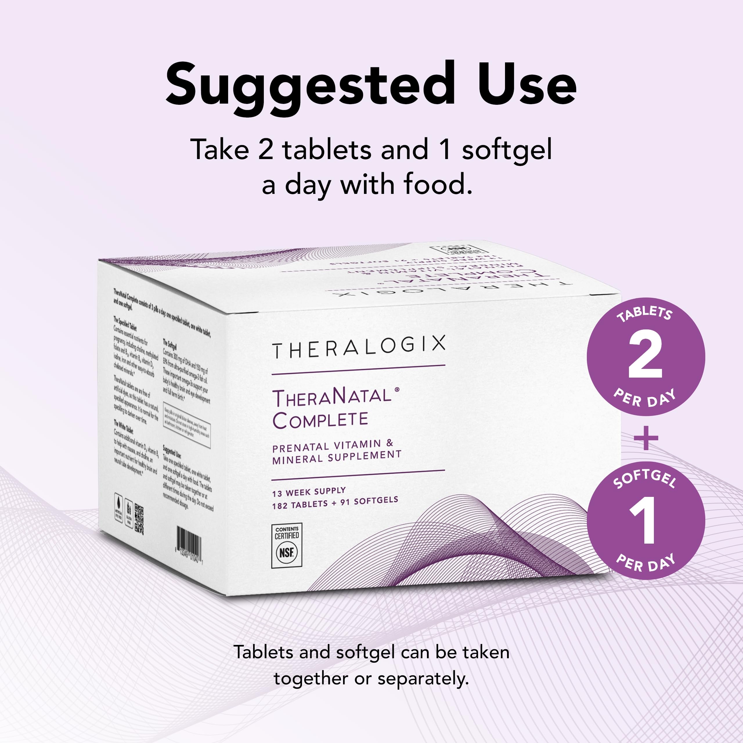 Theralogix TheraNatal Complete Prenatal Vitamin Supplement - 91-Day Supply - with DHA Theralogix