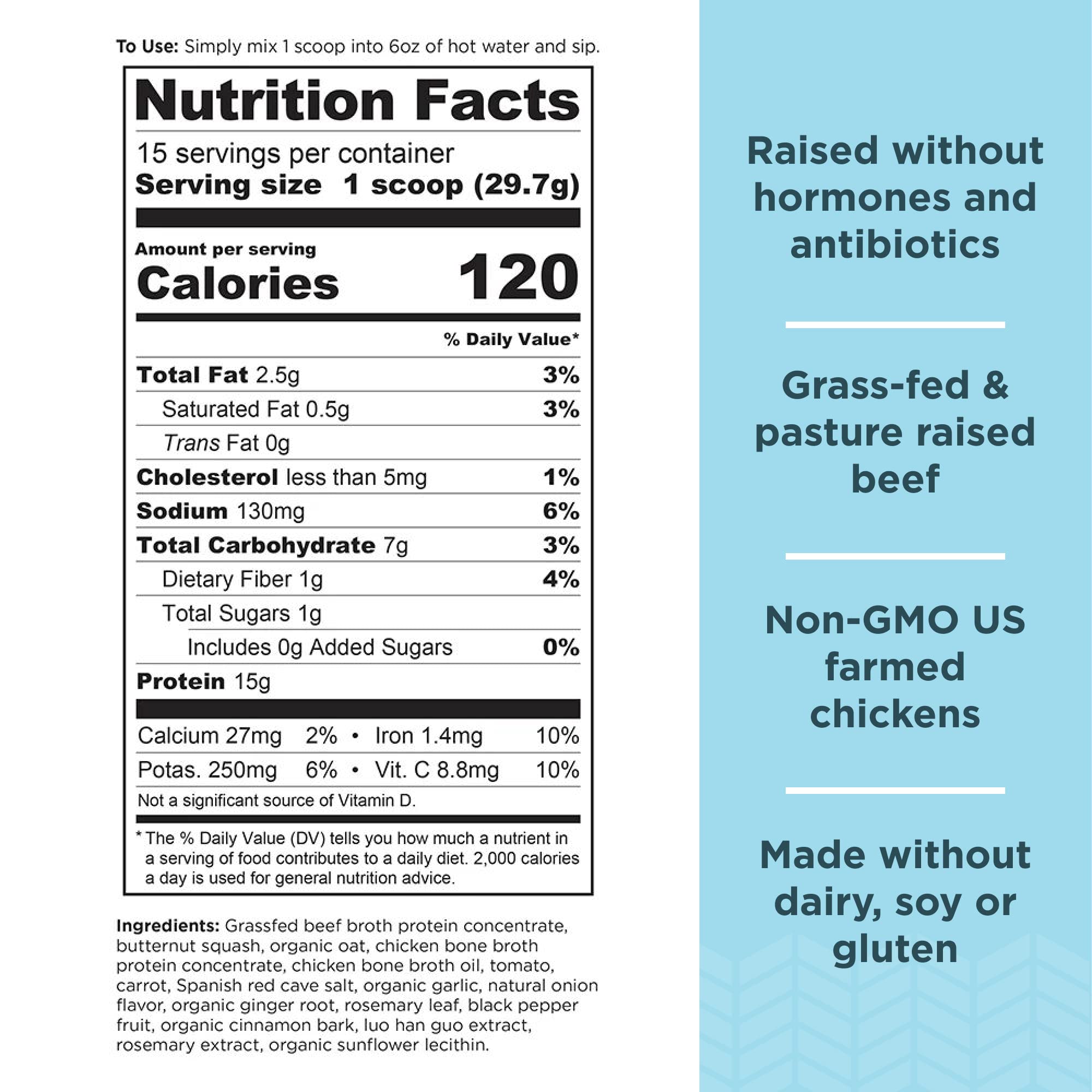 Ancient Nutrition Bone Broth Protein Powder, Butternut Squash, Grass-Fed Chicken - AB Mystery