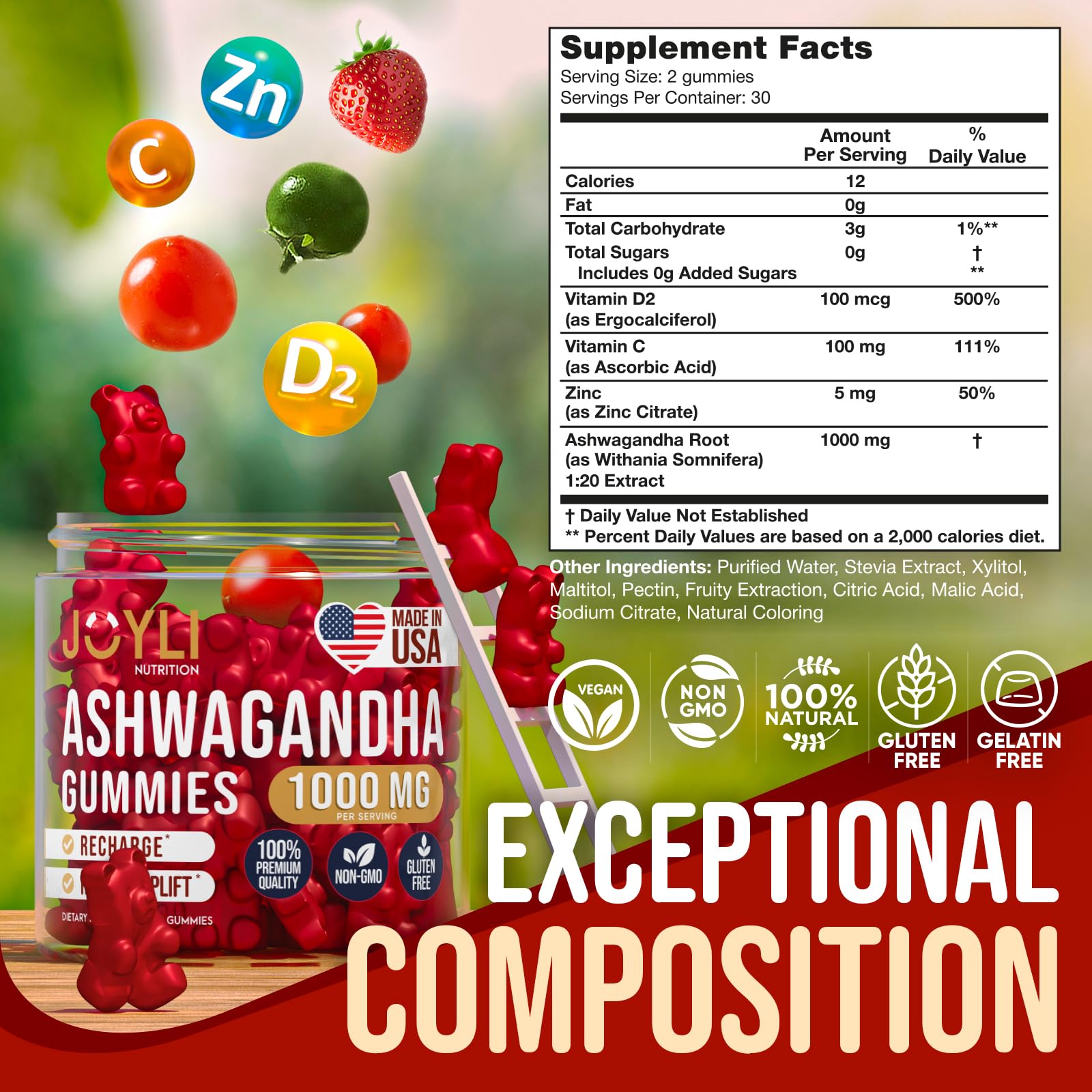 Ashwagandha Gummies for Women & Men - Natural Calm Gummies with Ashwagandha - AB Mystery