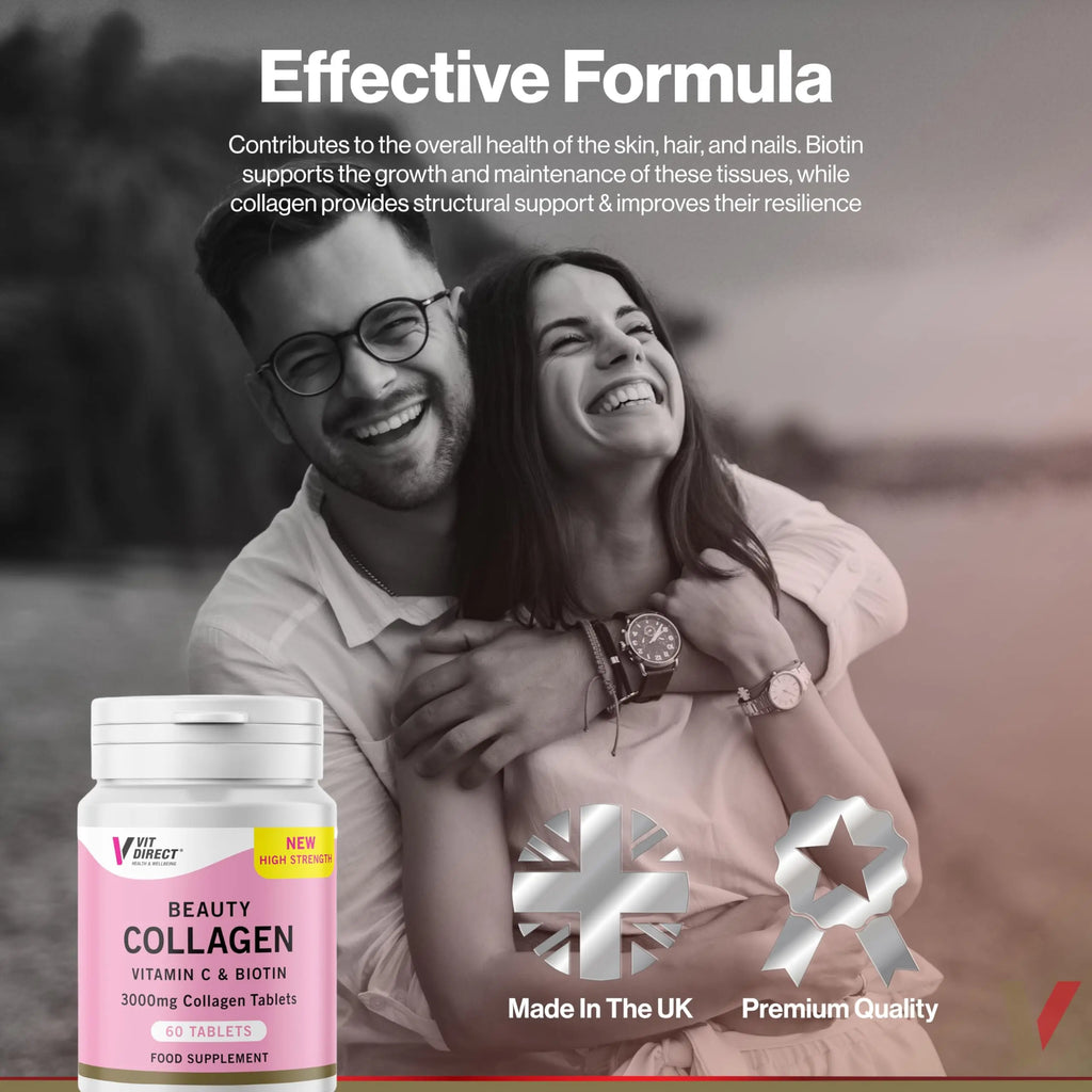 Vit Direct - Beauty Collagen Tablets (Plus Biotin) - 60 Tablets - Two Month Supply - AB Mystery