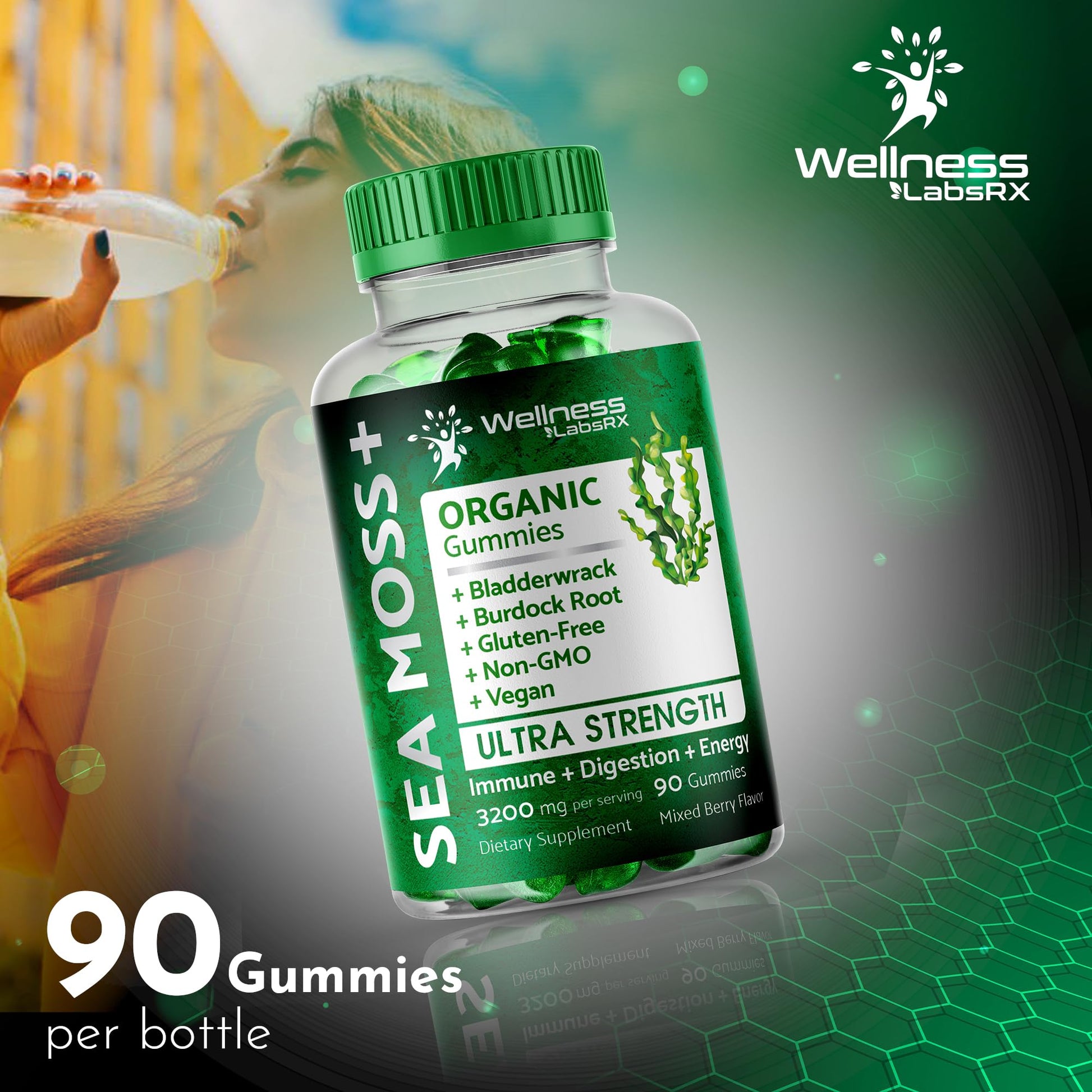 WELLNESS LABSRX Sea Moss Gummies, 3200mg Organic Seamoss, Irish Sea Moss - AB Mystery