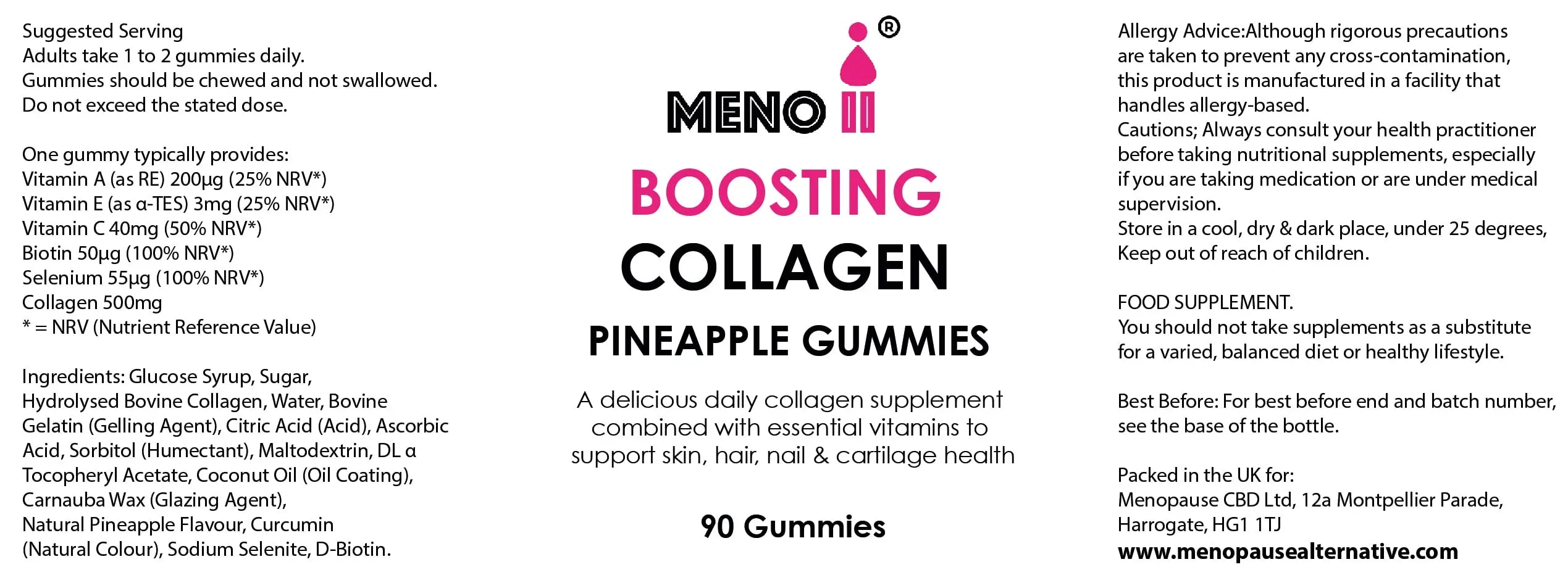 Meno® Boosting Collagen Natural Pineapple 90 Gummies - AB Mystery