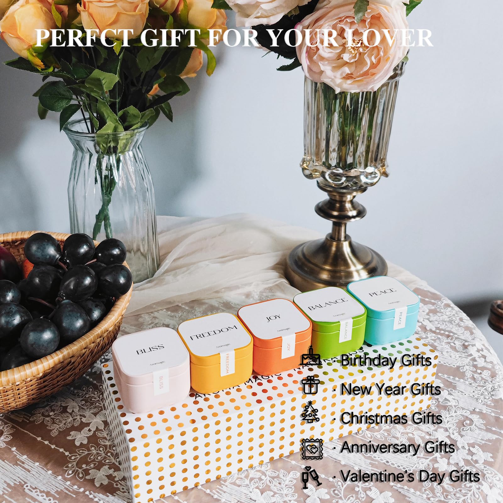 Aromagic 5 Pack Scented Candles Gift Set,Jar Candles Valentine's Day Gifts for Women - AB Mystery