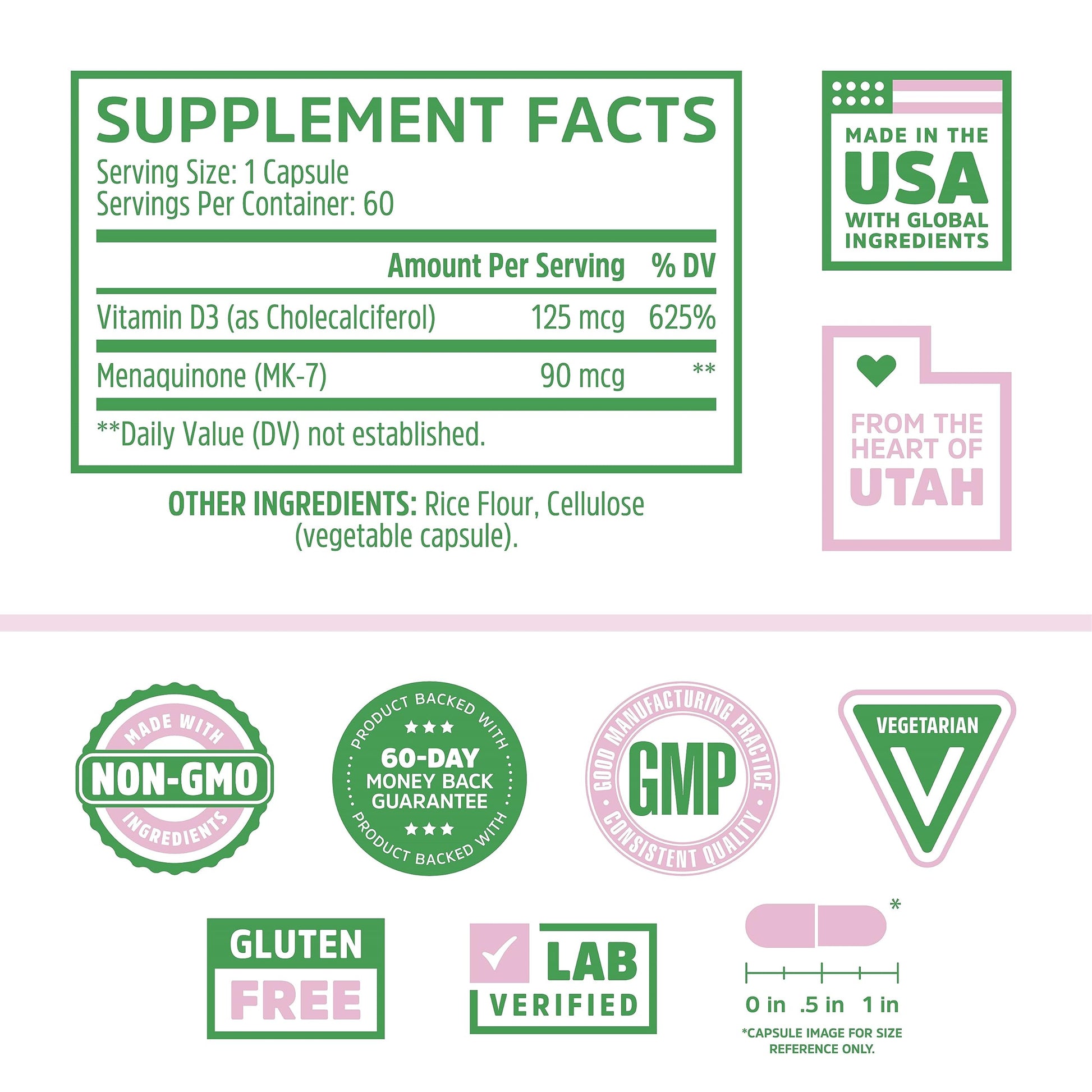 Zhou Nutrition Vitamin D3 K2, Bone and Heart Health Formula 5000 IU Vitamin D3 & 90 mcg - AB Mystery