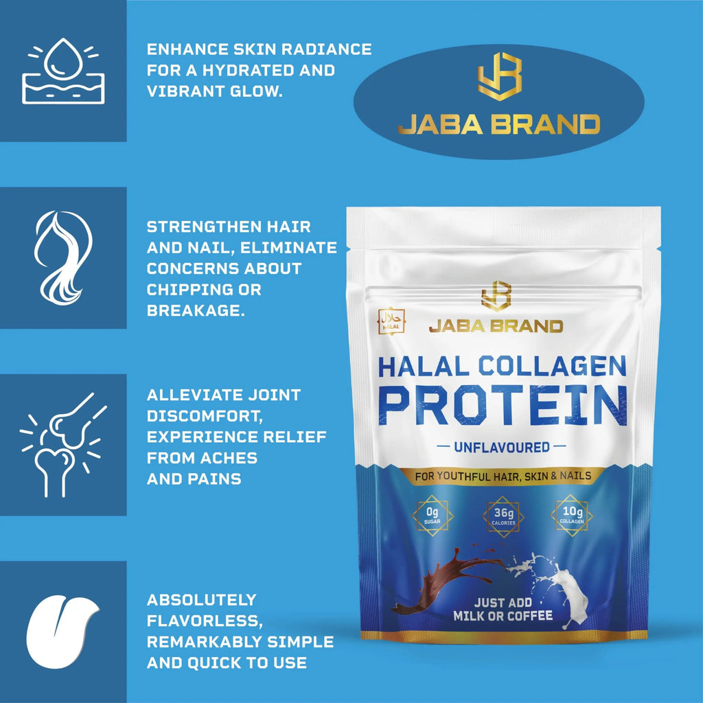 JABA BRAND - Halal Bovine Collagen Protein Powder for Hair, Nails, Joints and Skin - AB Mystery