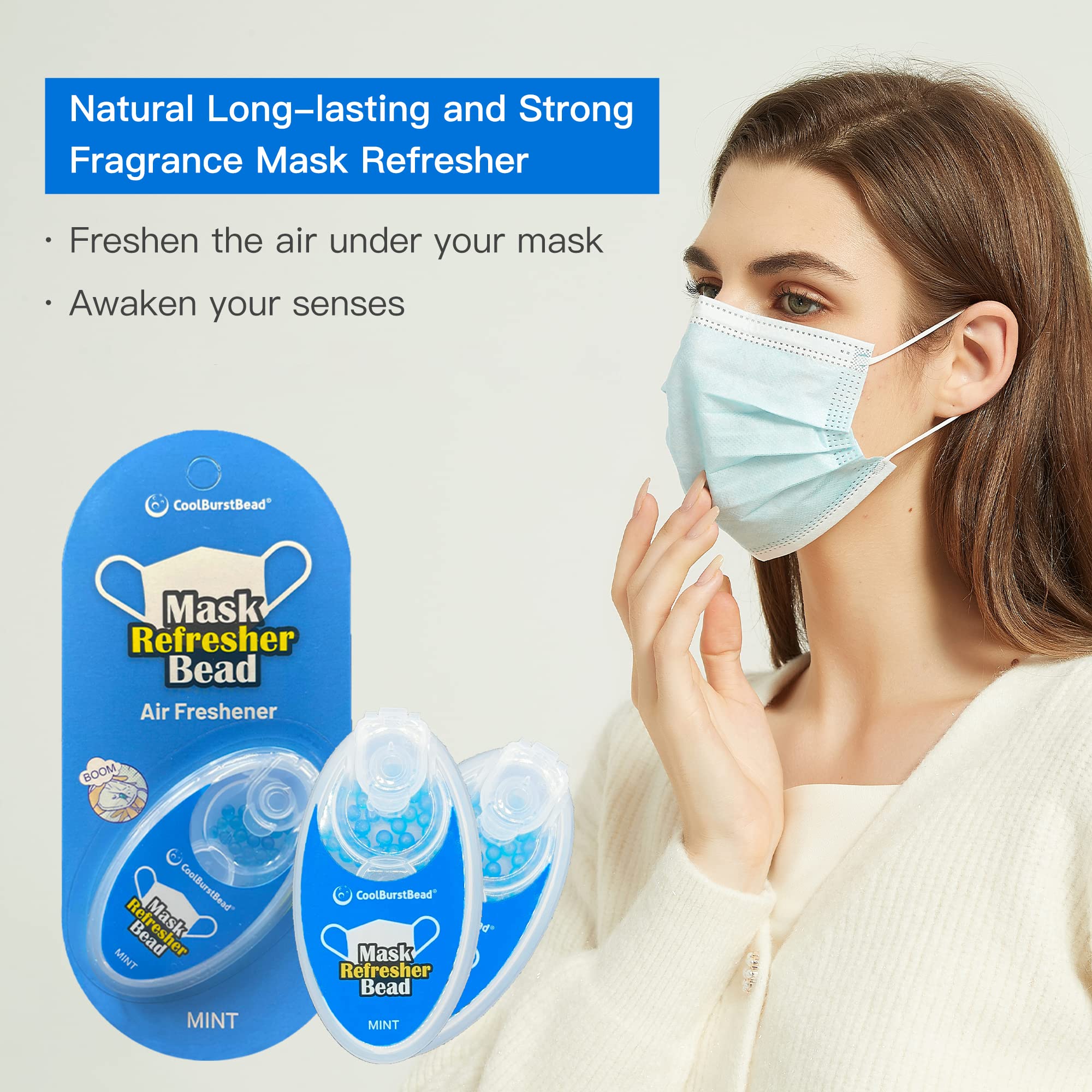 CoolBurstBead Face Mask Refresher, Long-Lasting & Strong Refreshing Fragrance, 4-Pack - AB Mystery