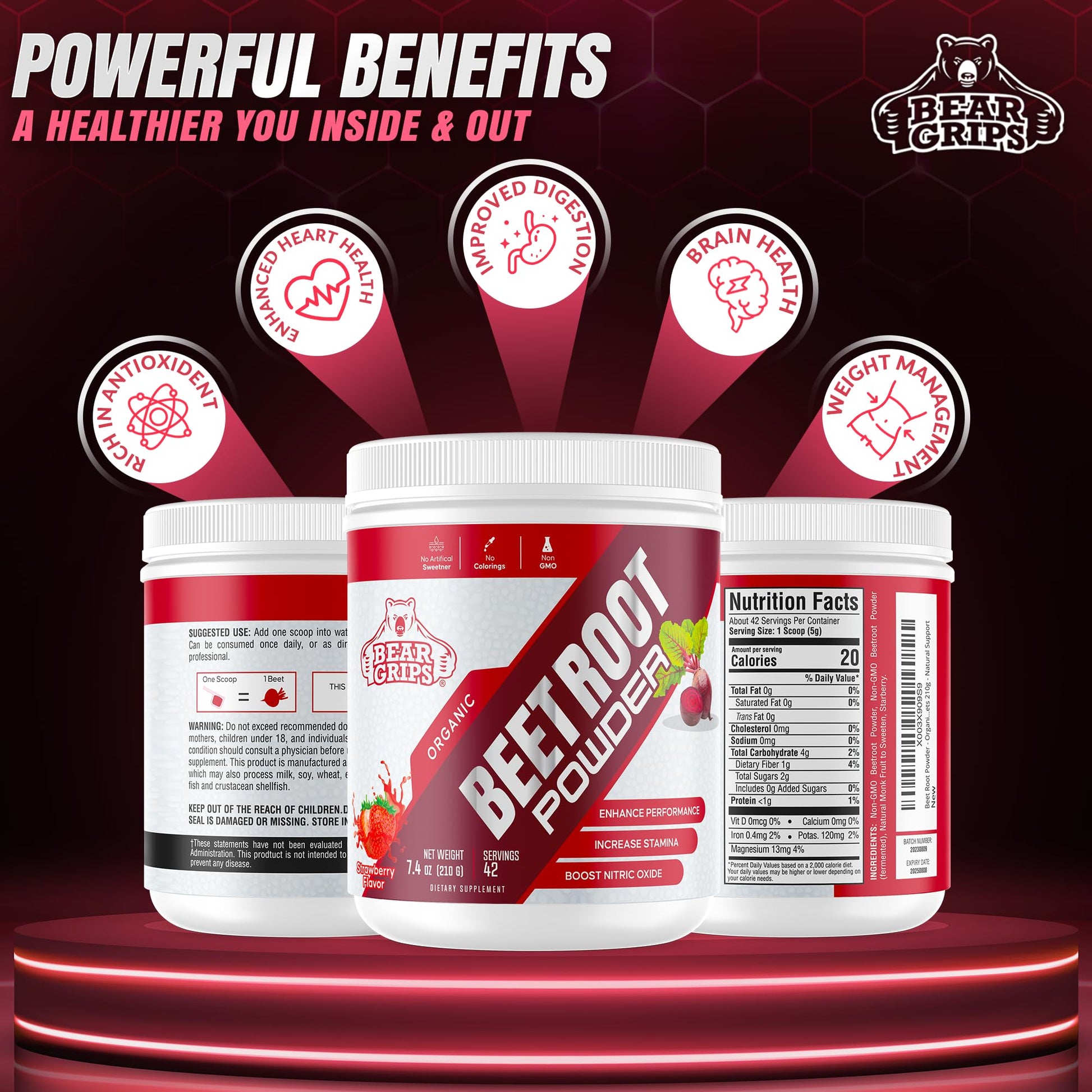 Organic Beet Root Powder - Nitric Oxide Supplement Super Food Beets Supplements Bear GripsBuy Supplements Australia