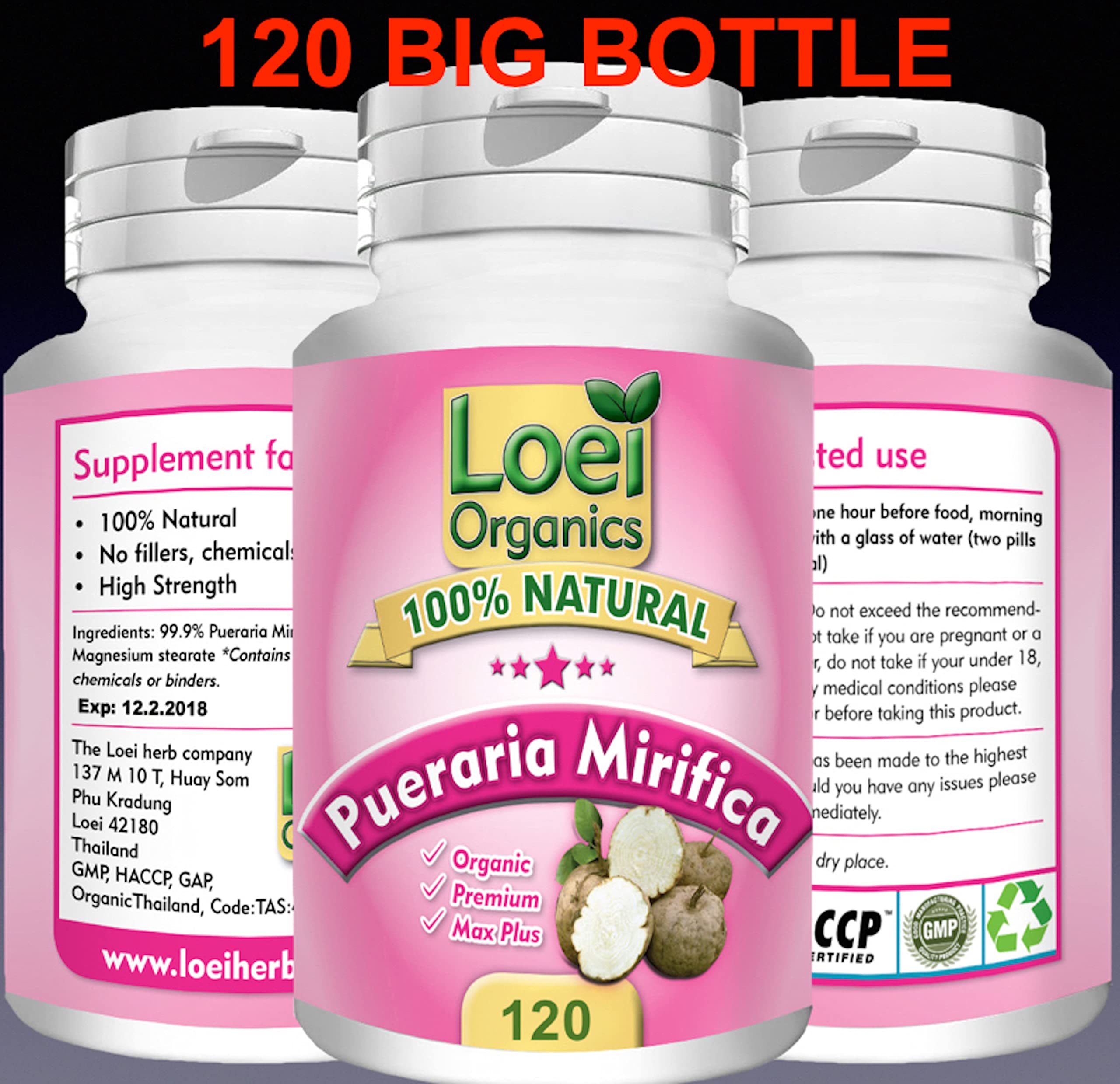 120 Potent Pueraria Mirifica Herbal FEMINIZER Pills Female Breast Enlargement Ladyboy - AB Mystery