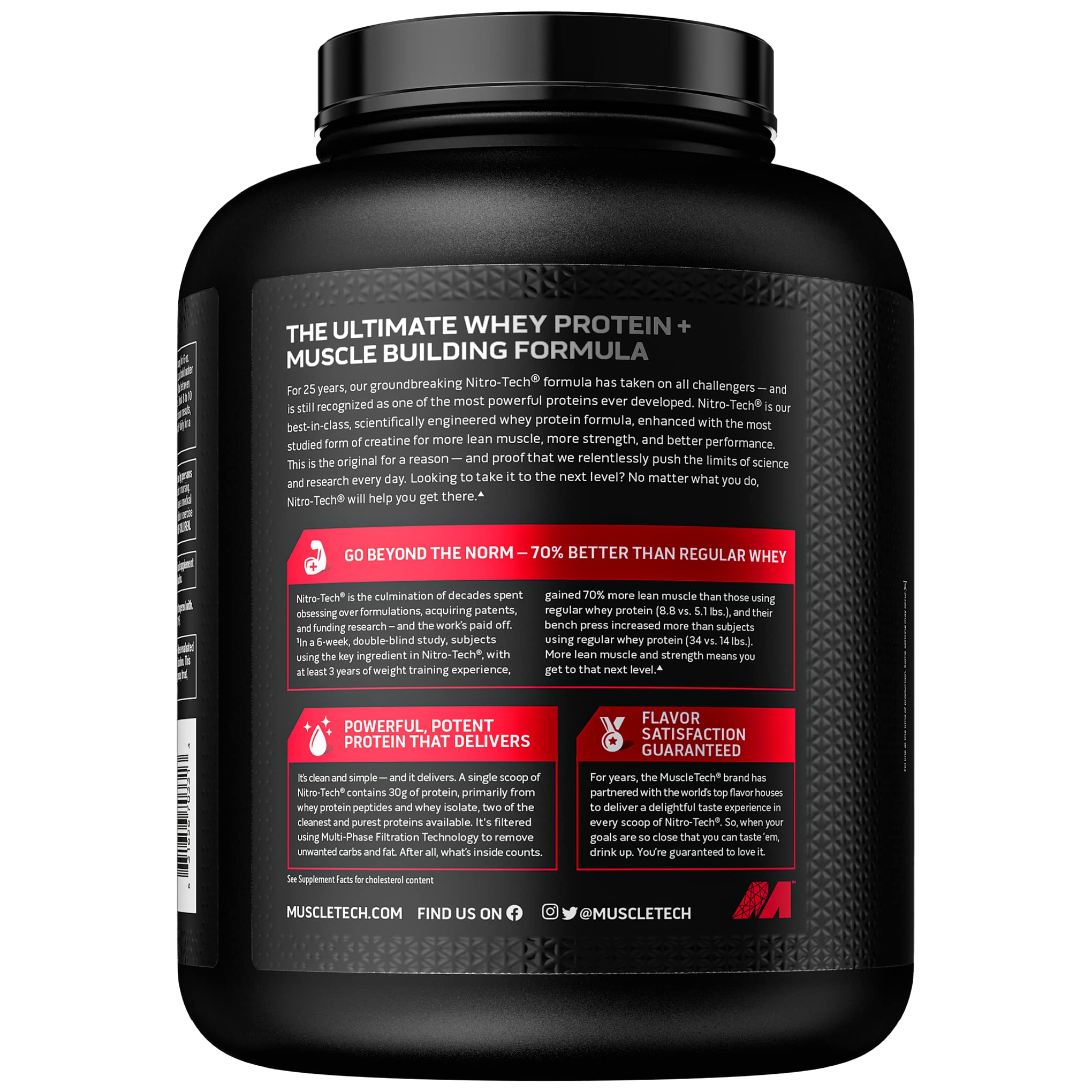 Whey Protein Powder MuscleTech Nitro-Tech Whey Protein Isolate & Peptides Protein - AB Mystery