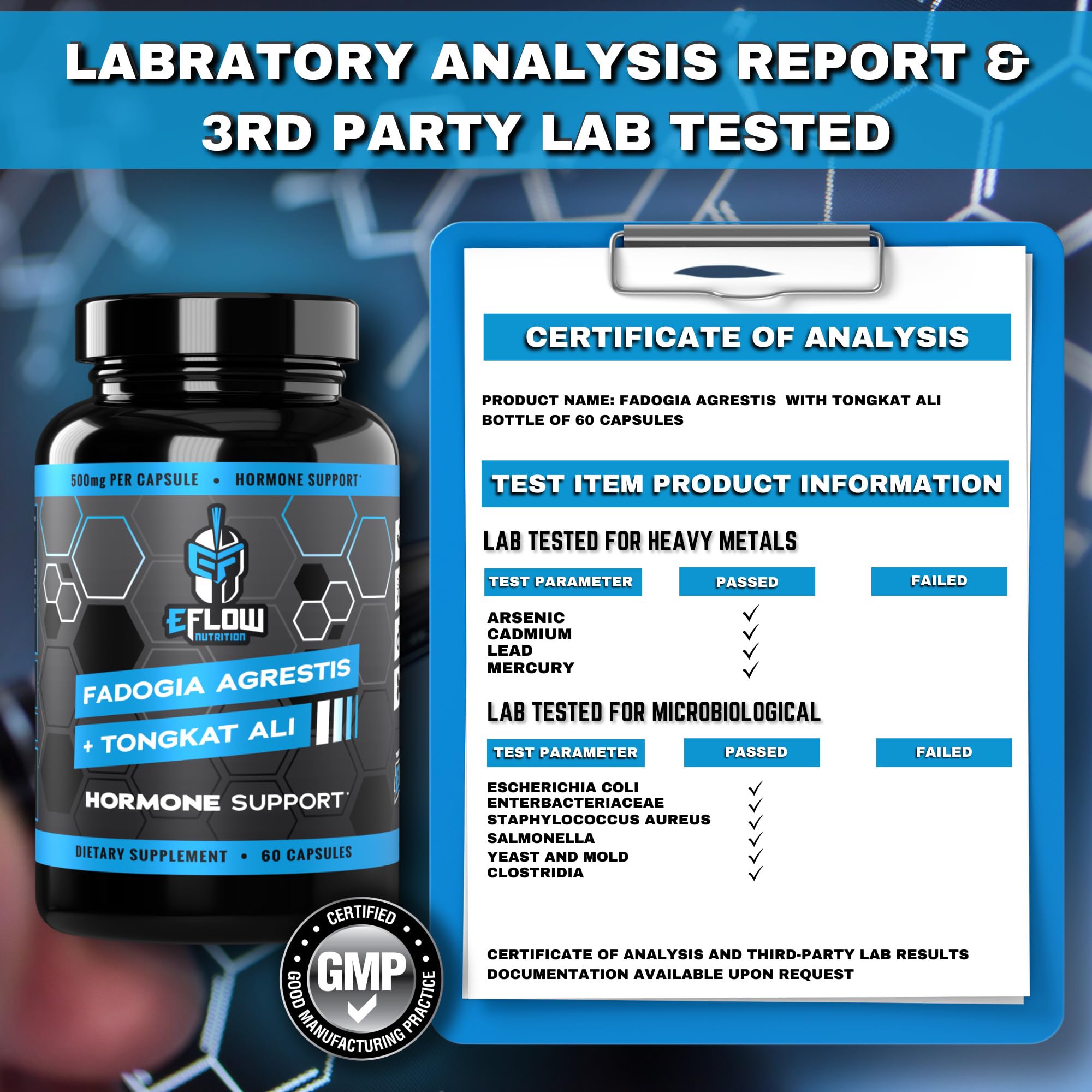 eFlow Nutrition Fadogia Agrestic + Tongkat Ali - [2-in-1] Natural Performance Supplement - AB Mystery