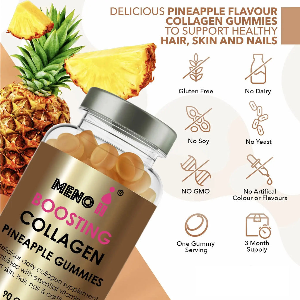 Meno® Boosting Collagen Natural Pineapple 90 Gummies - AB Mystery