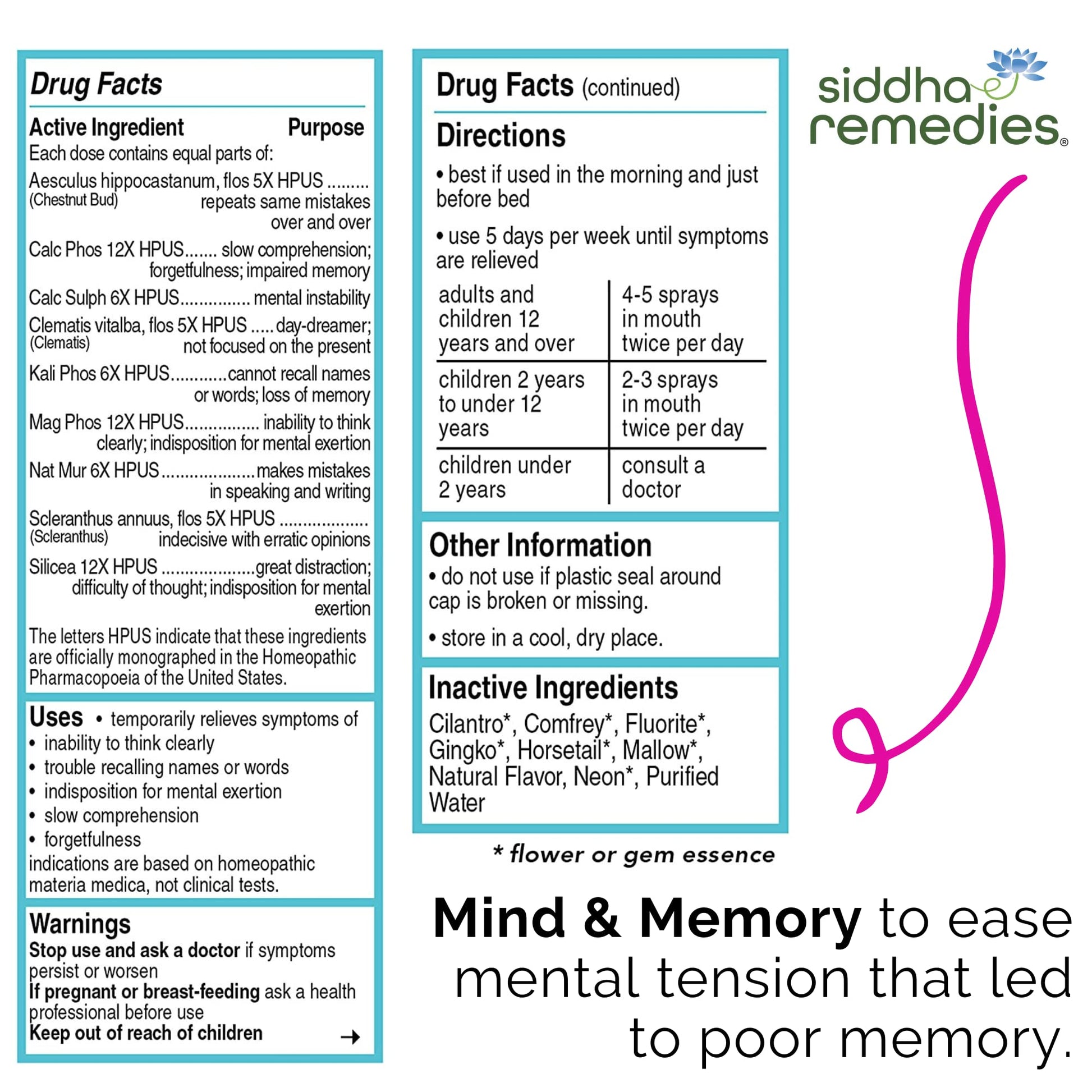 Siddha Remedies Mind & Memory Spray for Apathy, Indifference & Low Focus - AB Mystery