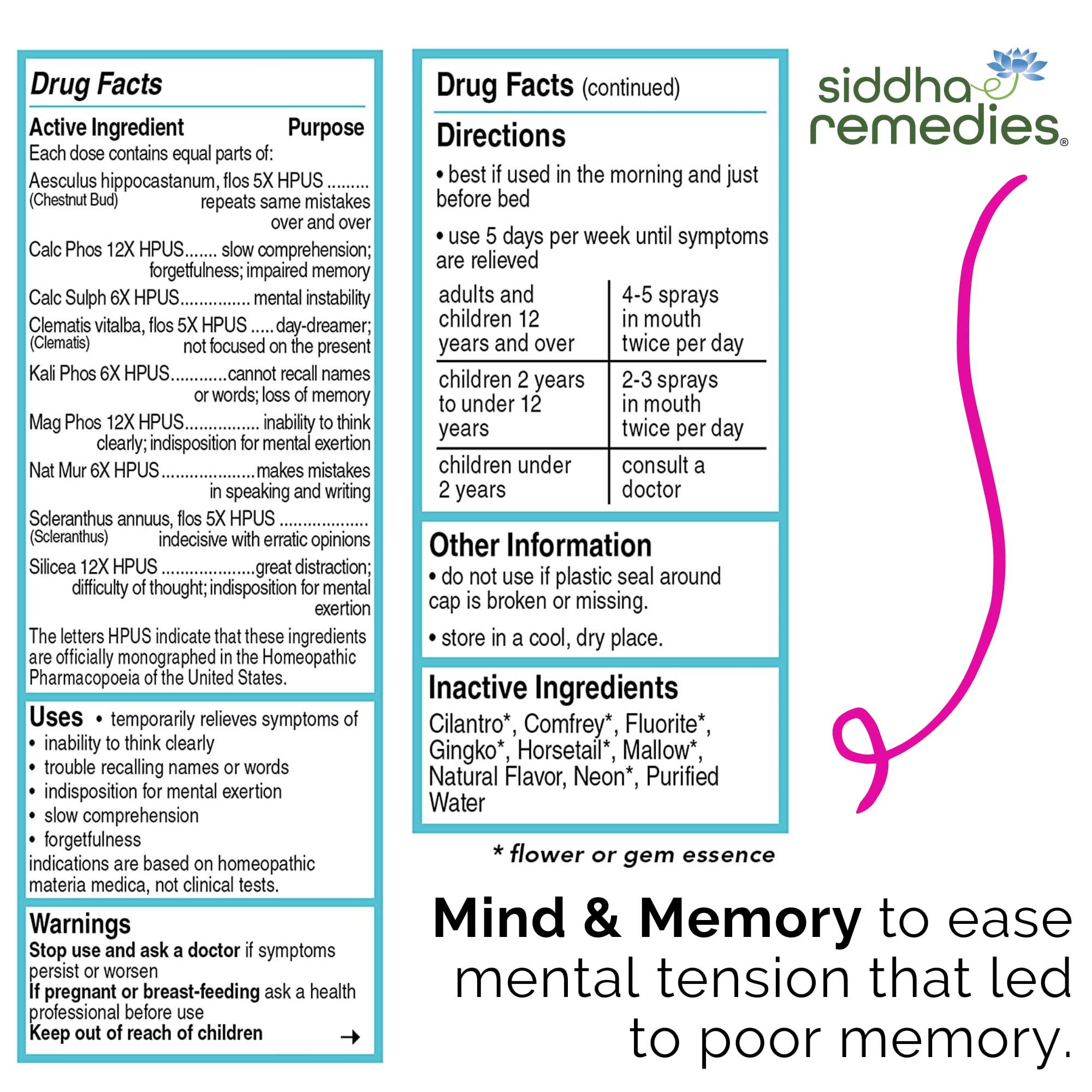 Siddha Remedies Mind & Memory Spray for Apathy, Indifference & Low Focus - AB Mystery